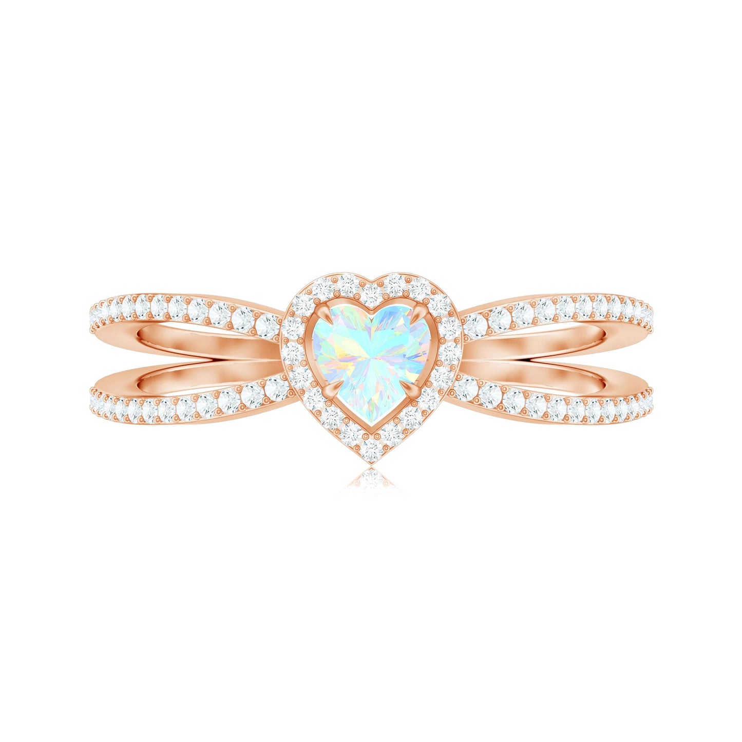 Certified Natural Ethiopian Opal Heart Shaped Engagement Ring with Diamond Halo