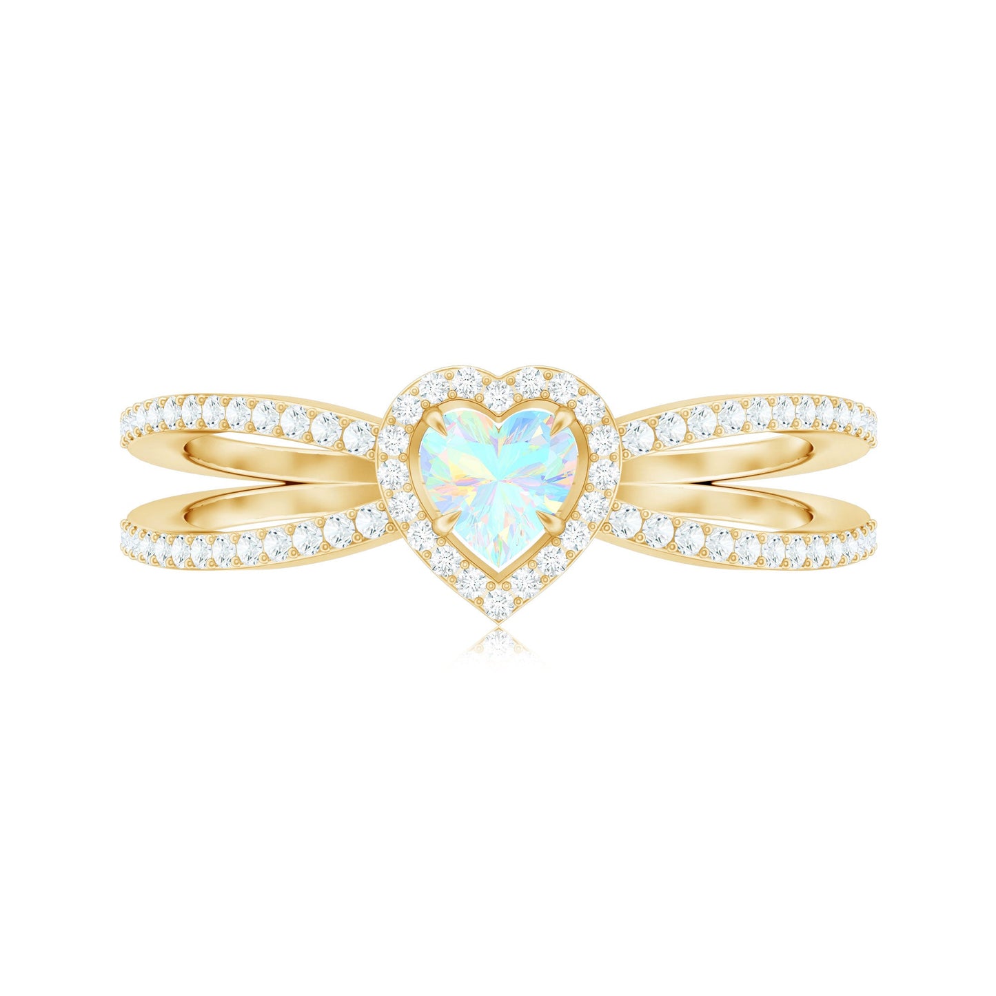 Certified Natural Ethiopian Opal Heart Shaped Engagement Ring with Diamond Halo