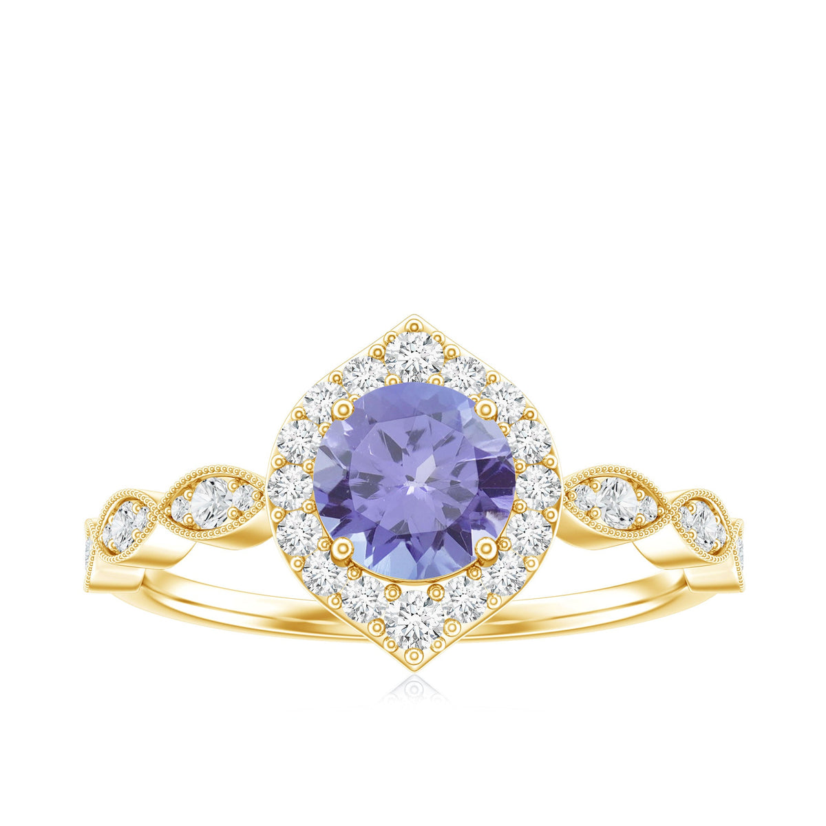Real 0.54 Carat Tanzanite Vintage Engagement Ring with Diamond