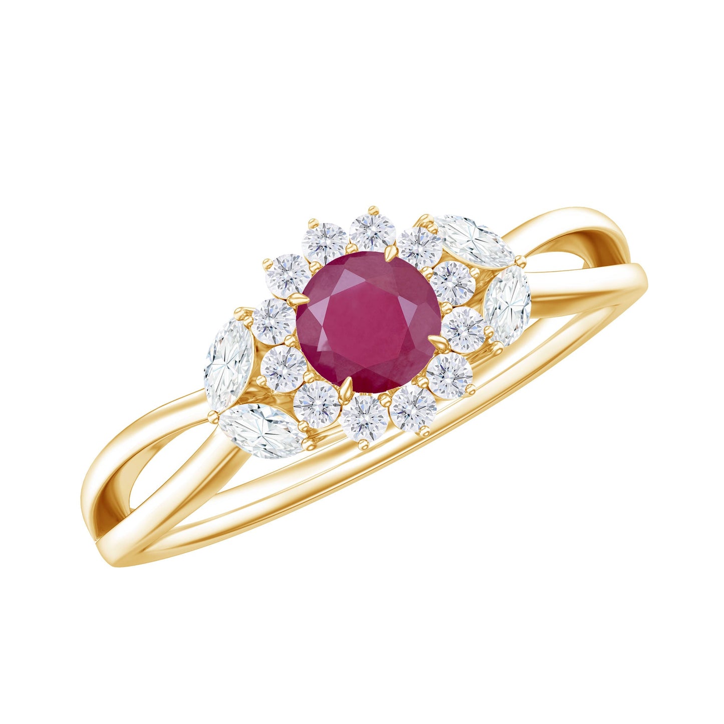 Nature Inspired Ruby Engagement Ring with Diamond for Women
