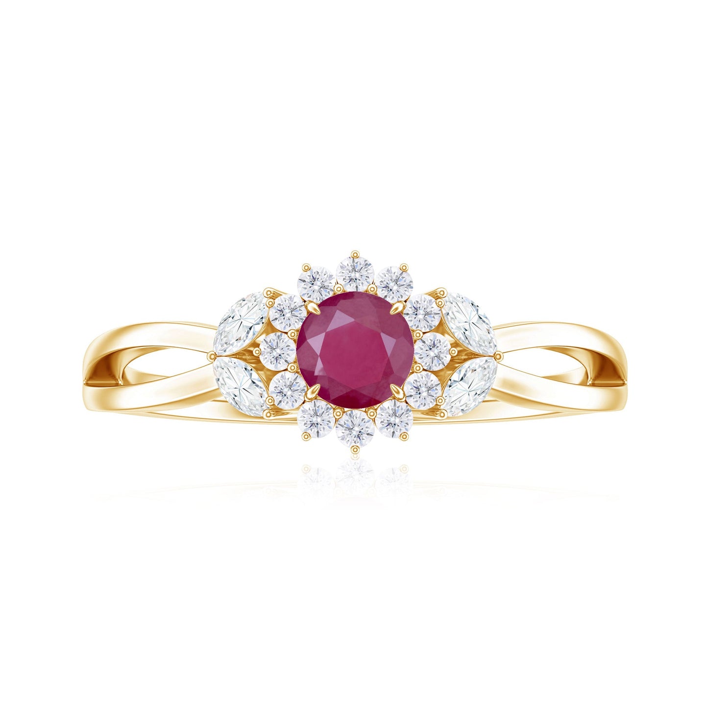 Nature Inspired Ruby Engagement Ring with Diamond for Women