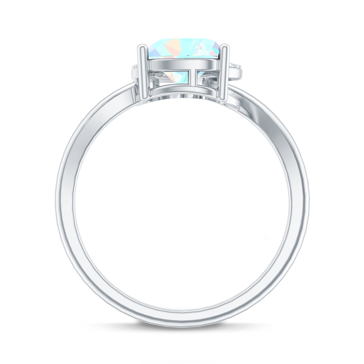 0.7 Carat Ethiopian Opal Heart Promise Ring with Diamond