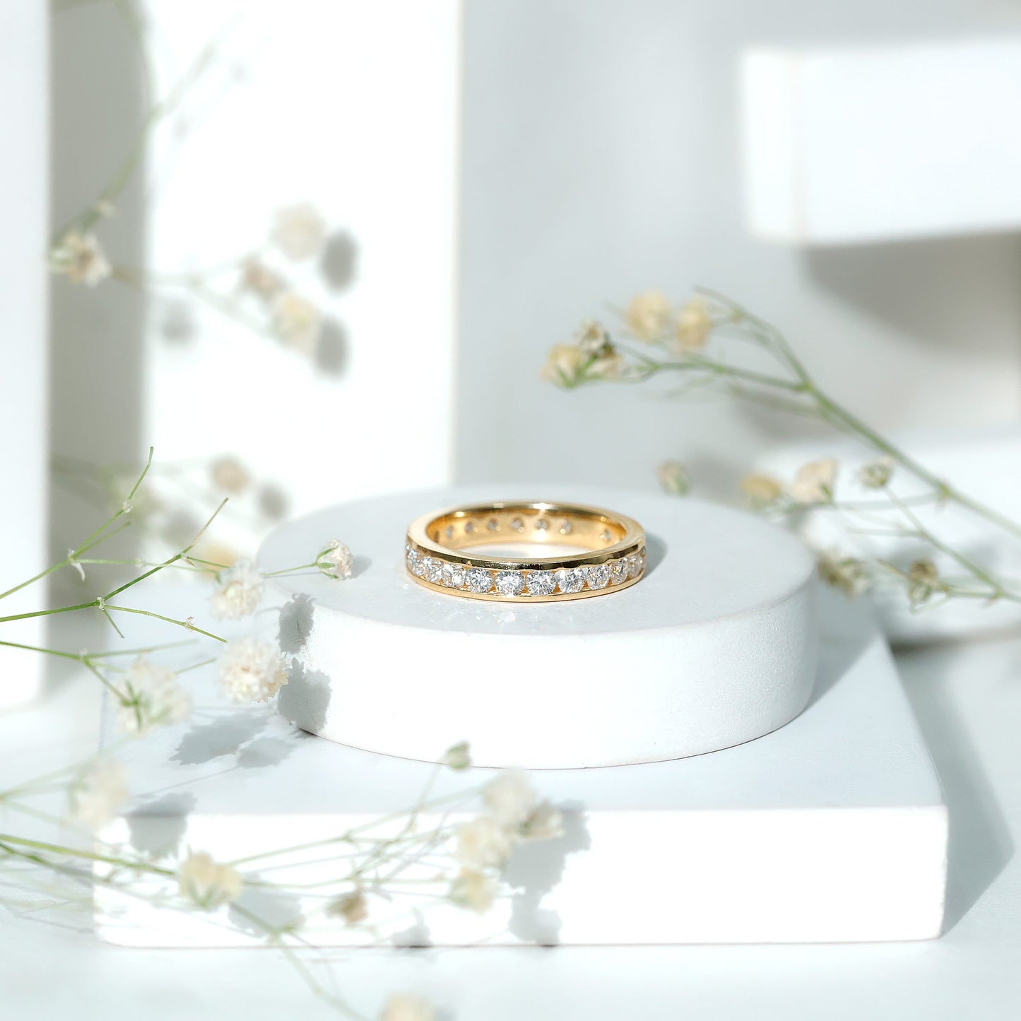 Certified Moissanite Channel Set Eternity Ring for Anniversary