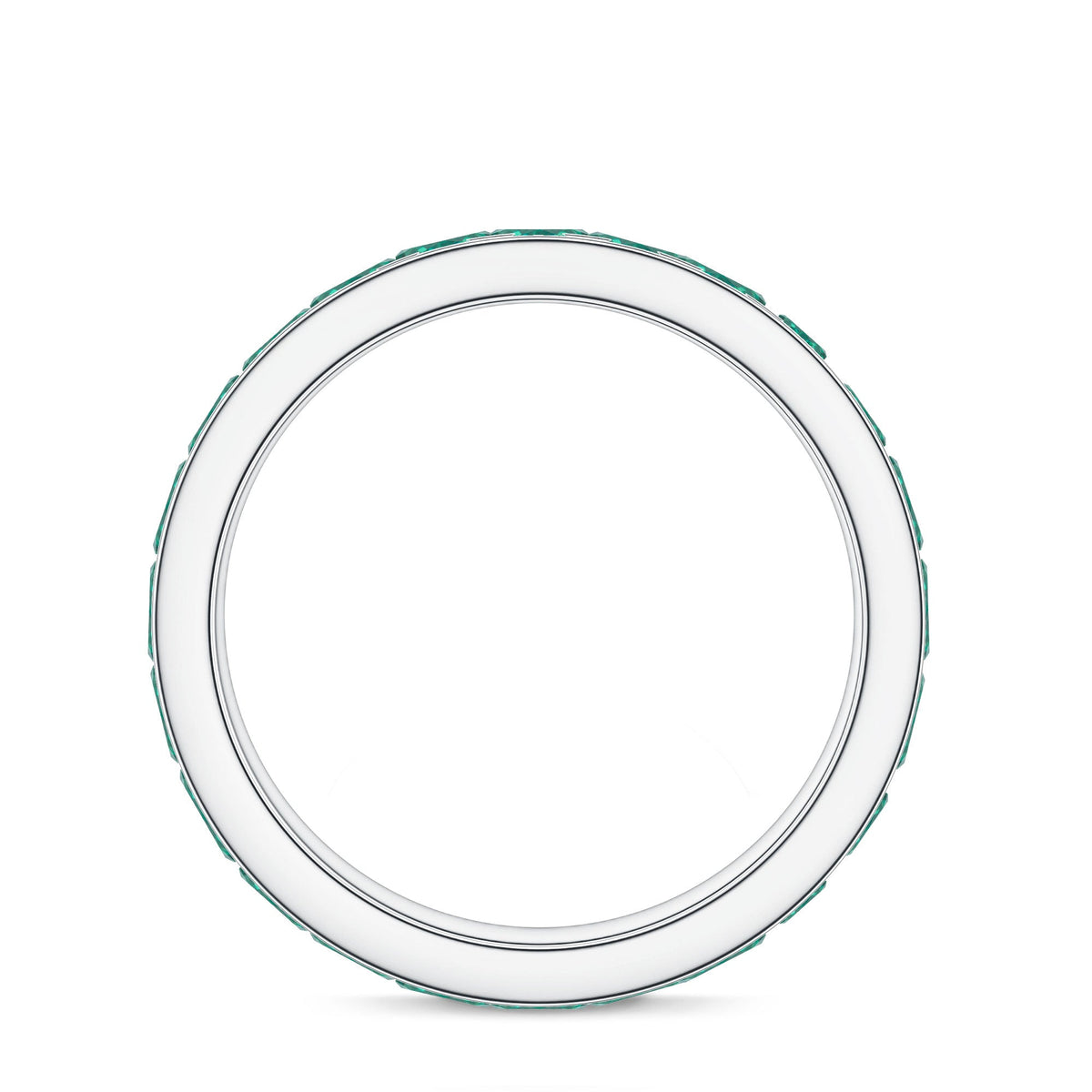 Certified Lab Grown Emerald Wedding Anniversary Ring in Channel Setting