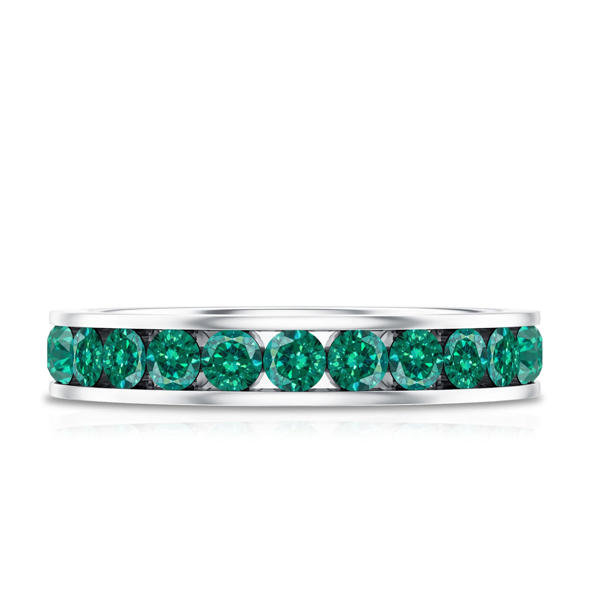 Certified Lab Grown Emerald Wedding Anniversary Ring in Channel Setting
