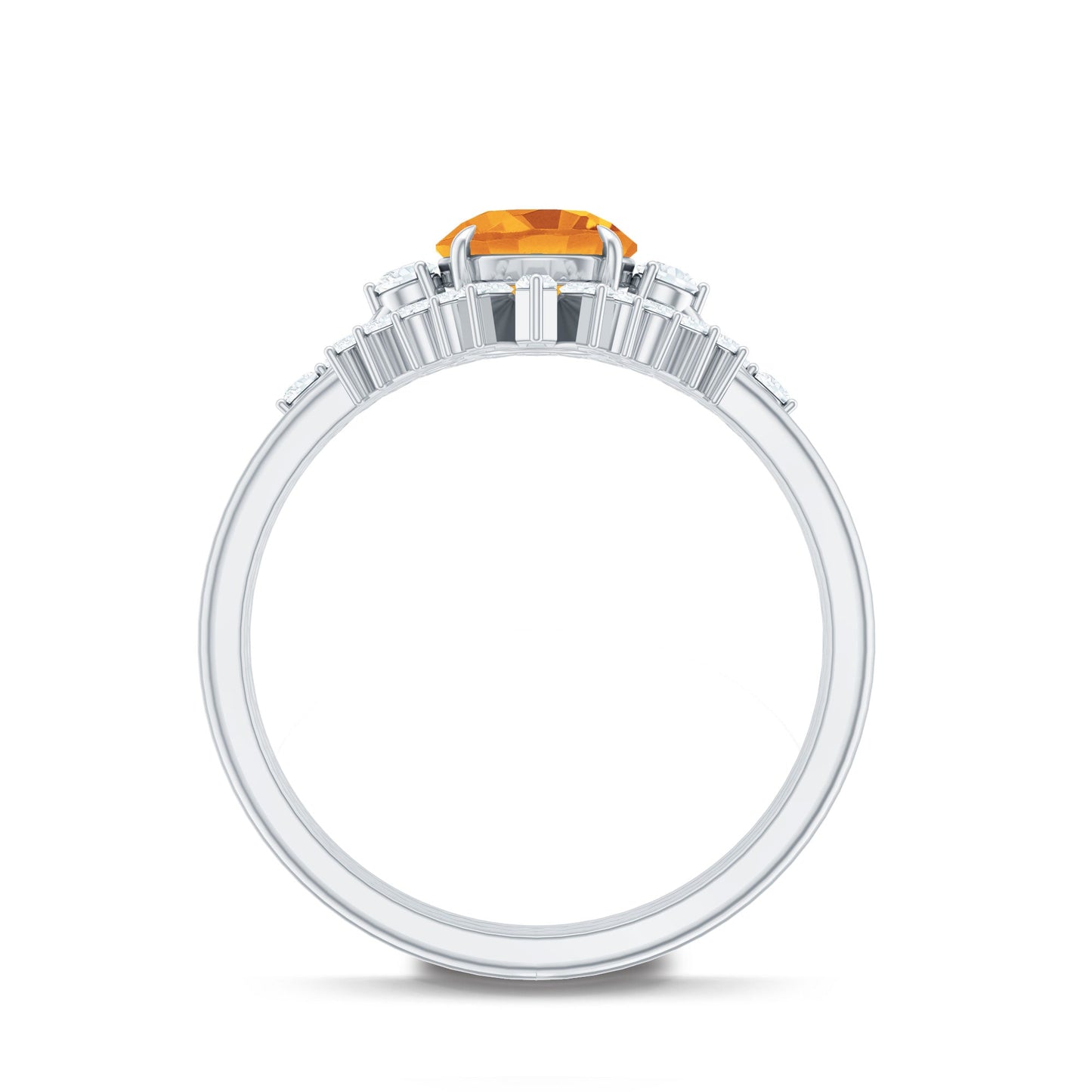 1.2 Carat Designer Citrine Three Piece Wedding Ring Set with Moissanite