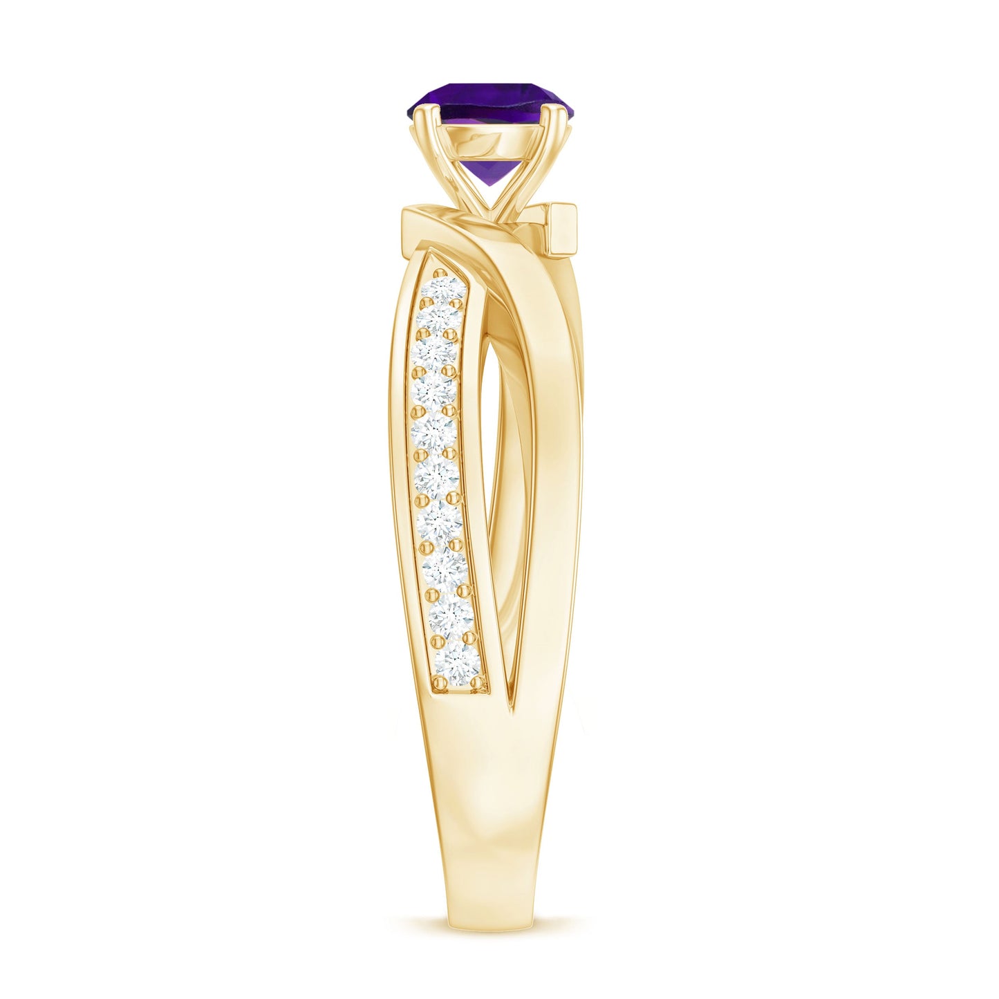 Real Amethyst Engagement Ring with Diamond Infinity Shank