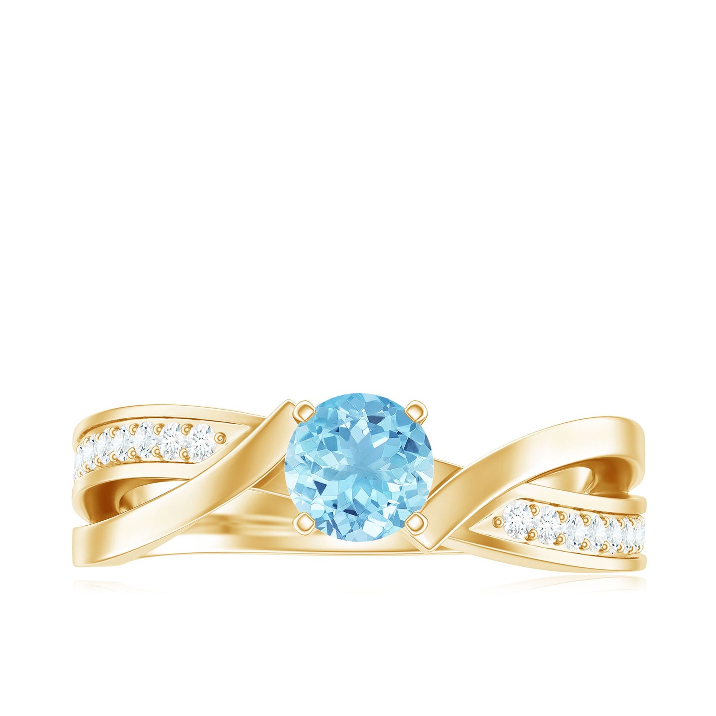 Natural 0.8 Carat Aquamarine and Diamond Infinity Engagement Ring