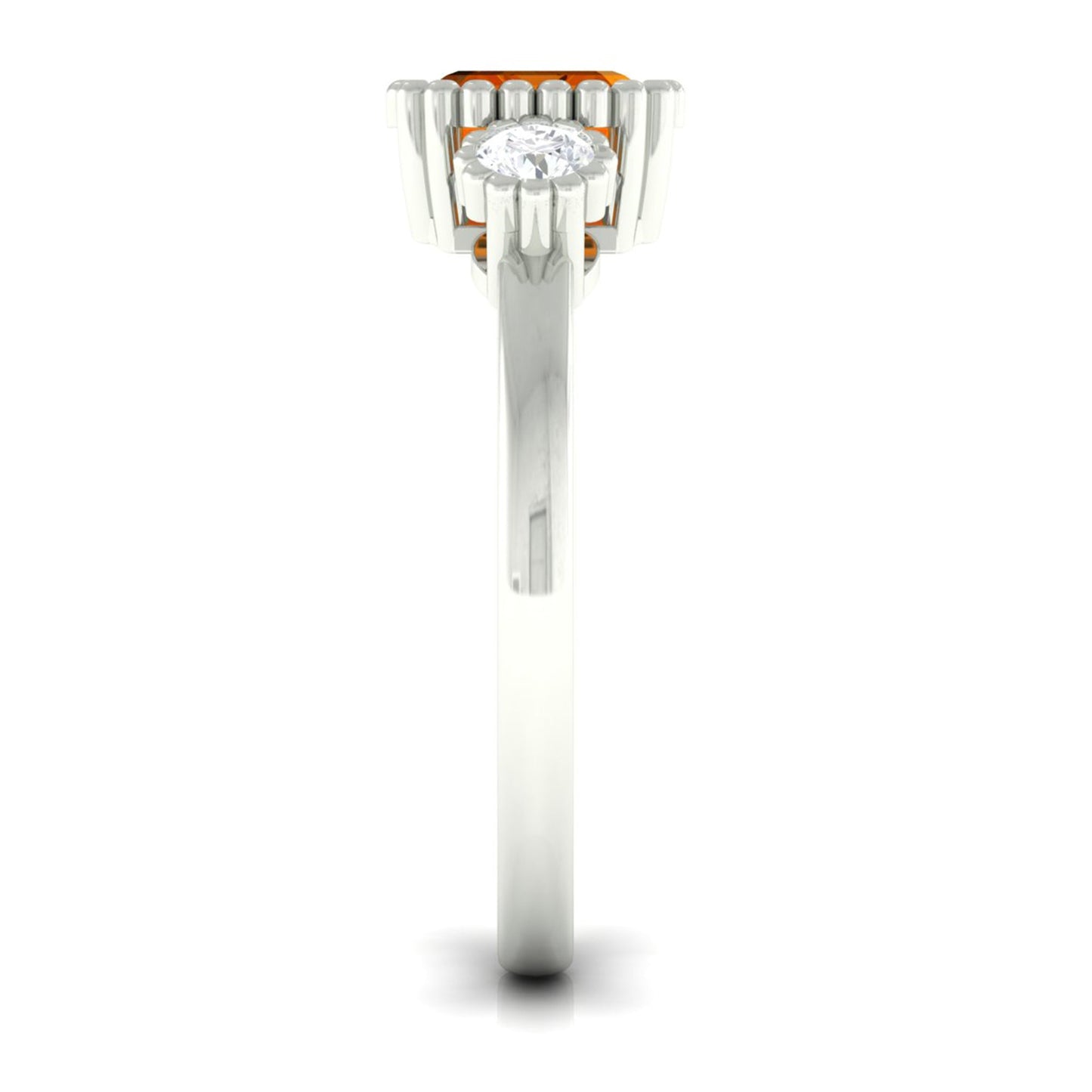 1 Carat East West Fire Opal Engagement Ring with Diamond
