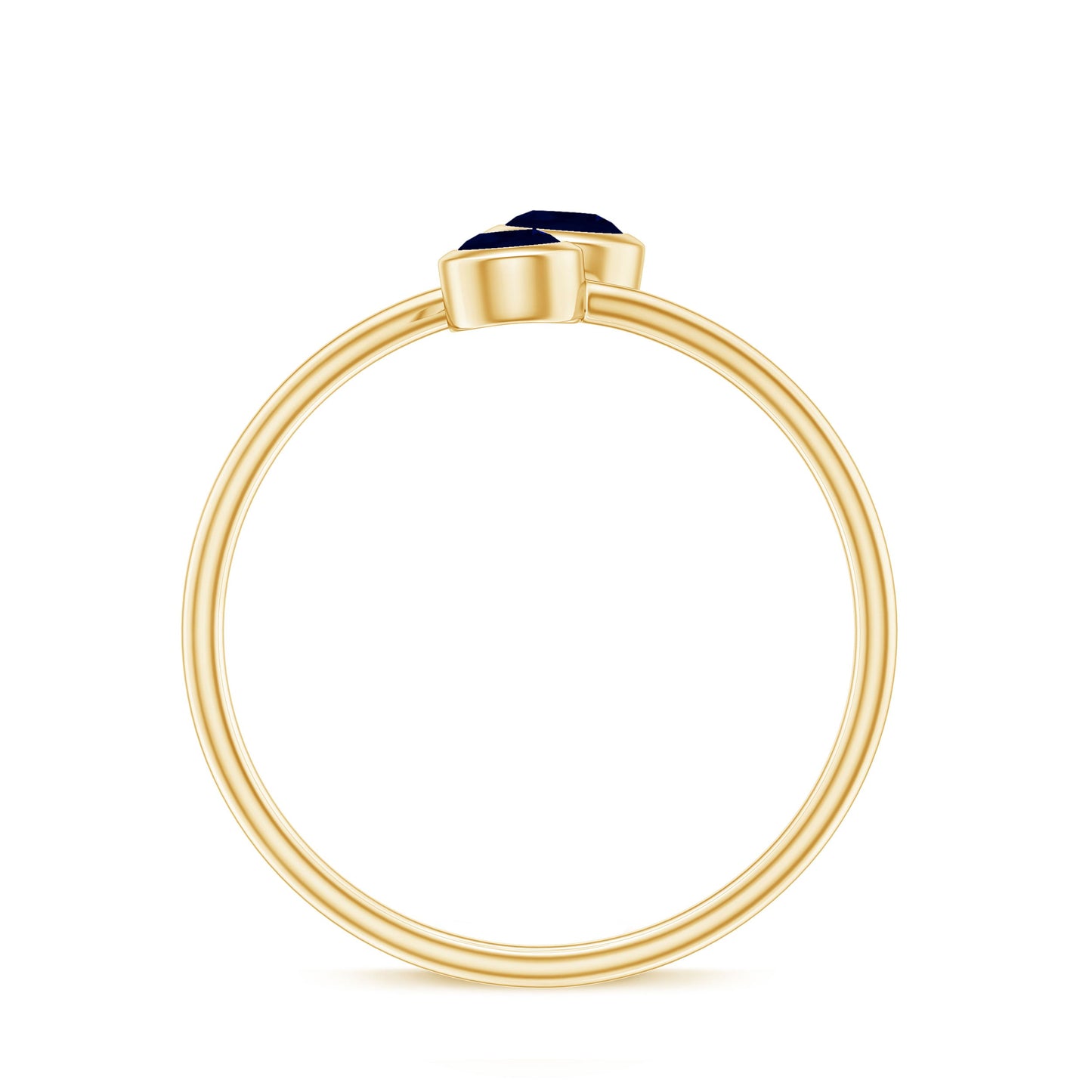 Bezel Set Blue Sapphire Two Stone Promise Ring in Bypass Shank