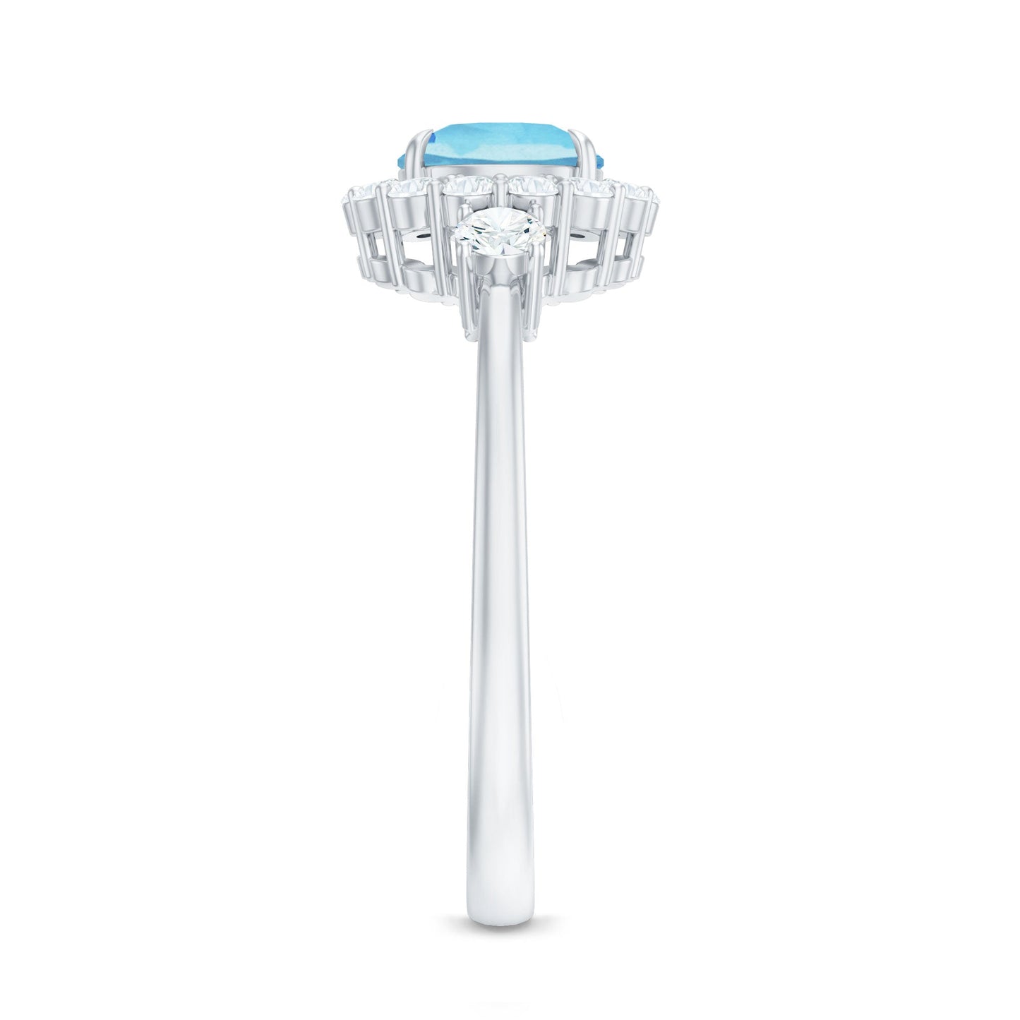 Classic Aquamarine Engagement Ring with Diamond Halo