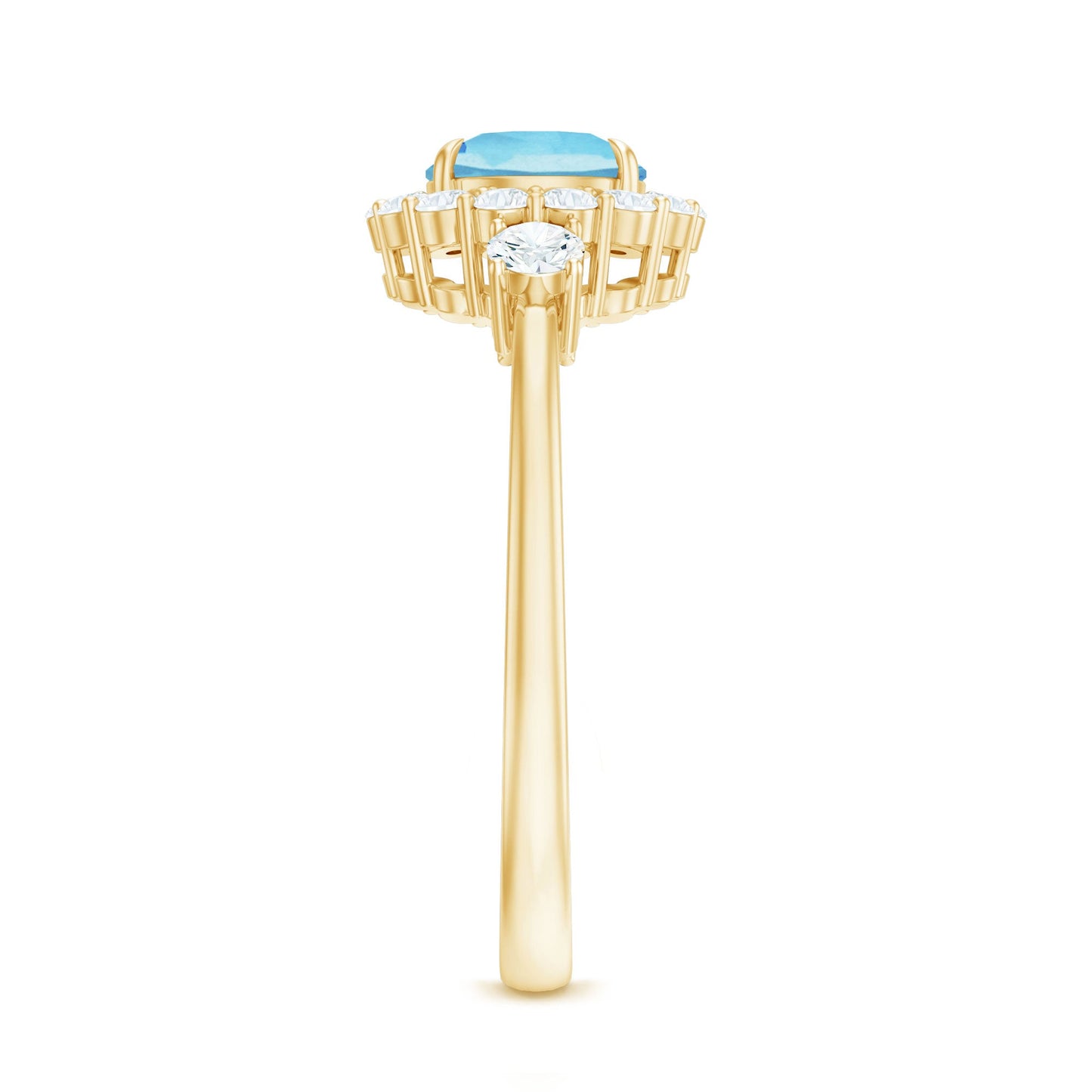 Classic Aquamarine Engagement Ring with Diamond Halo