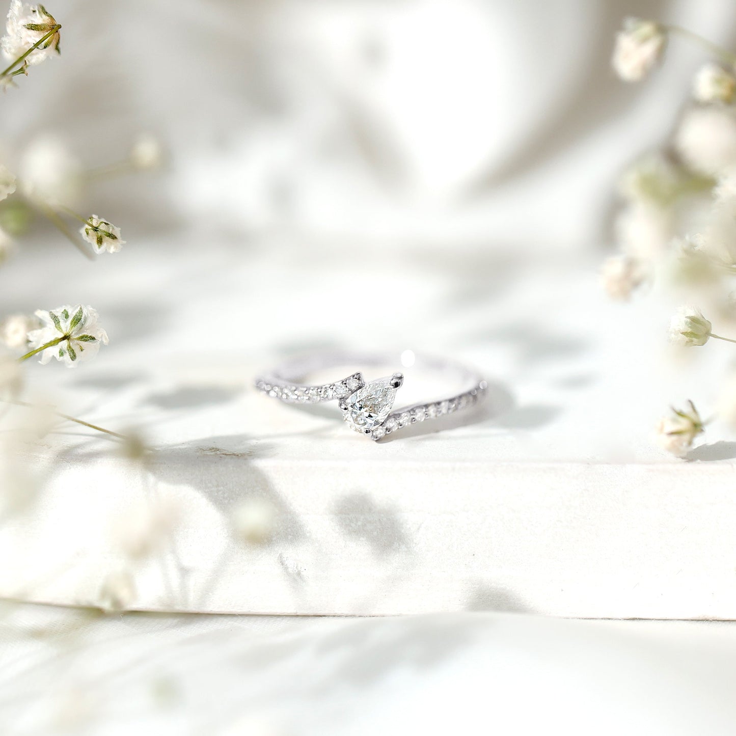 Certified Natural Diamond Promise Ring with Bypass Shank