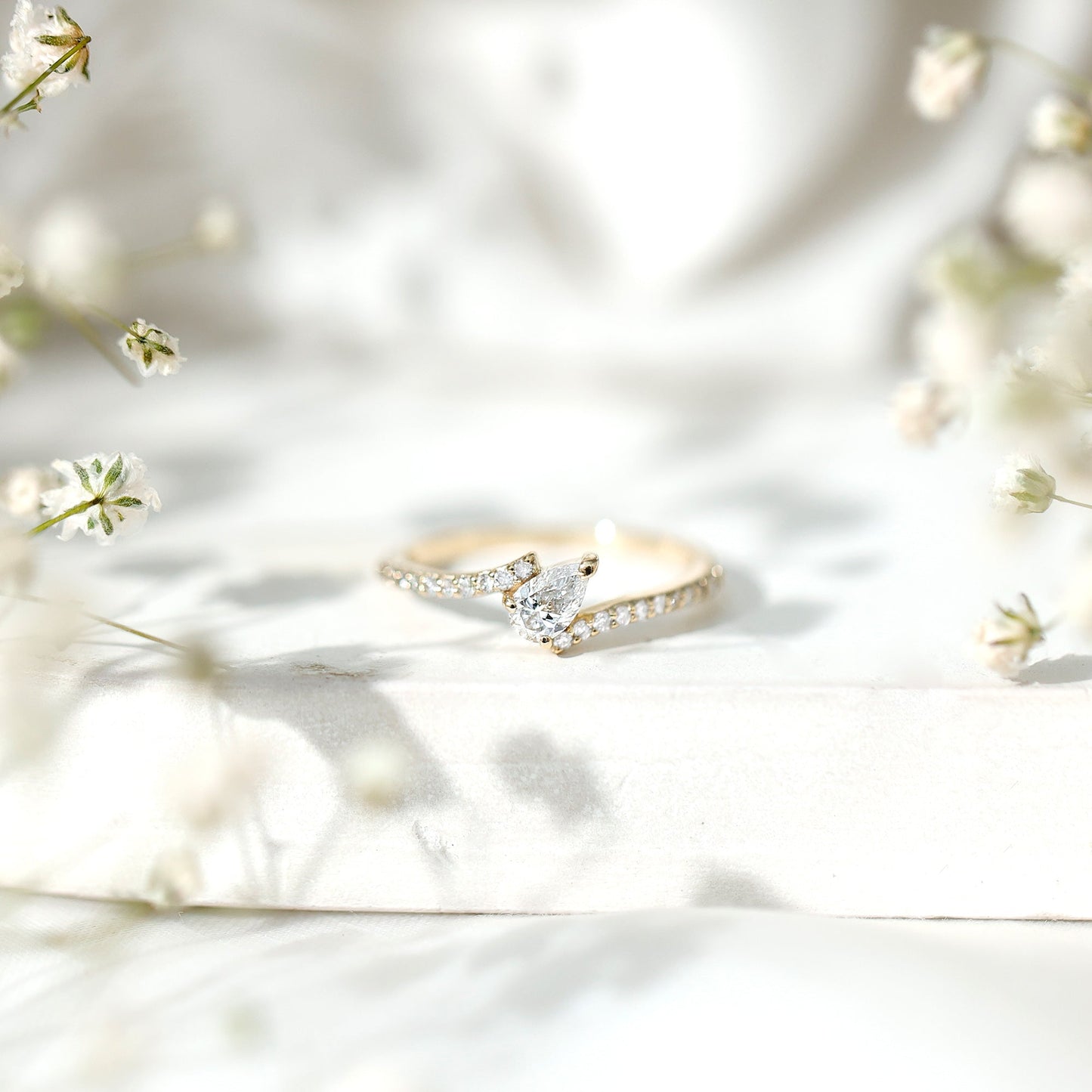 Certified Natural Diamond Promise Ring with Bypass Shank