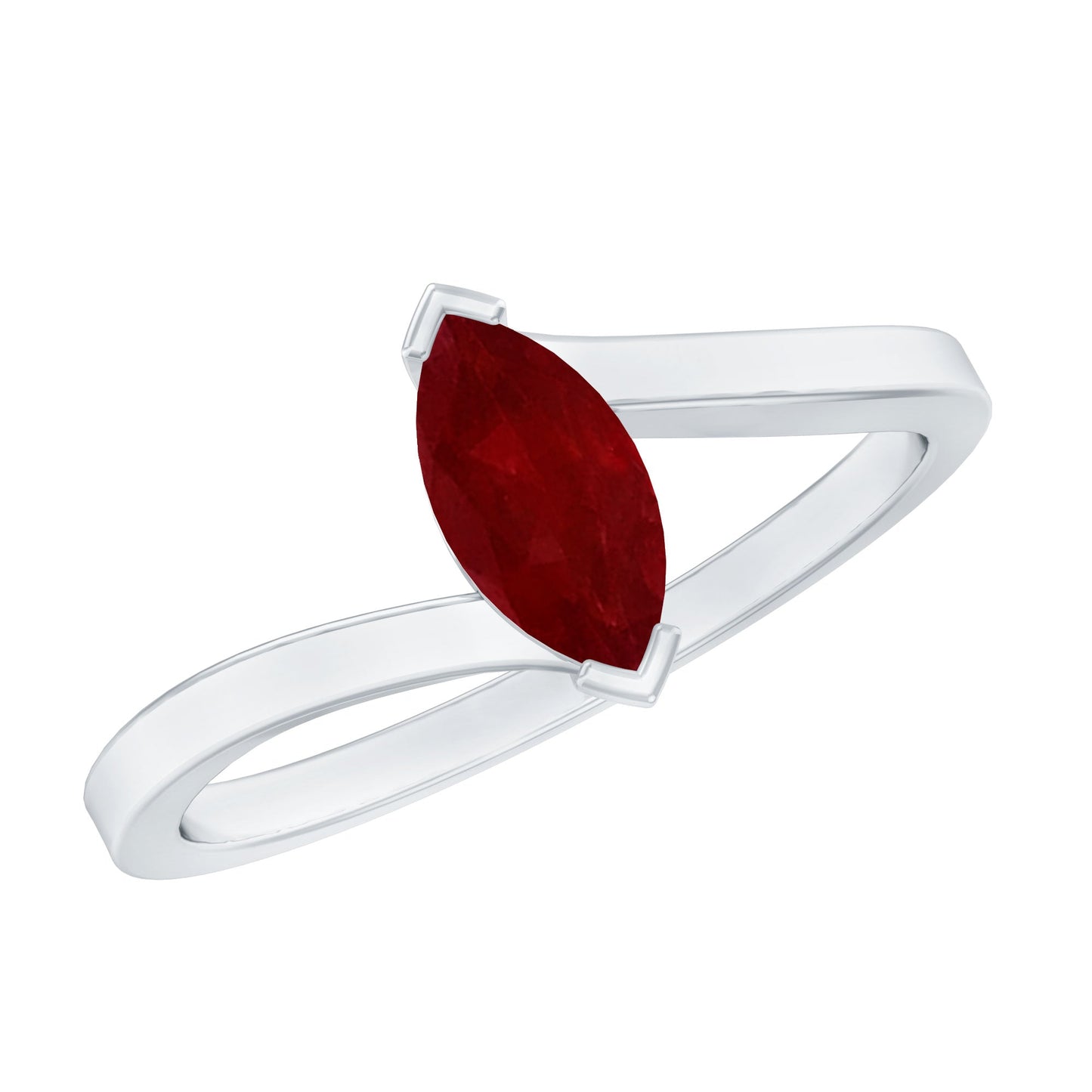 Natural 0.75 Carat Ruby Marquise Promise Ring with Bypass Shank