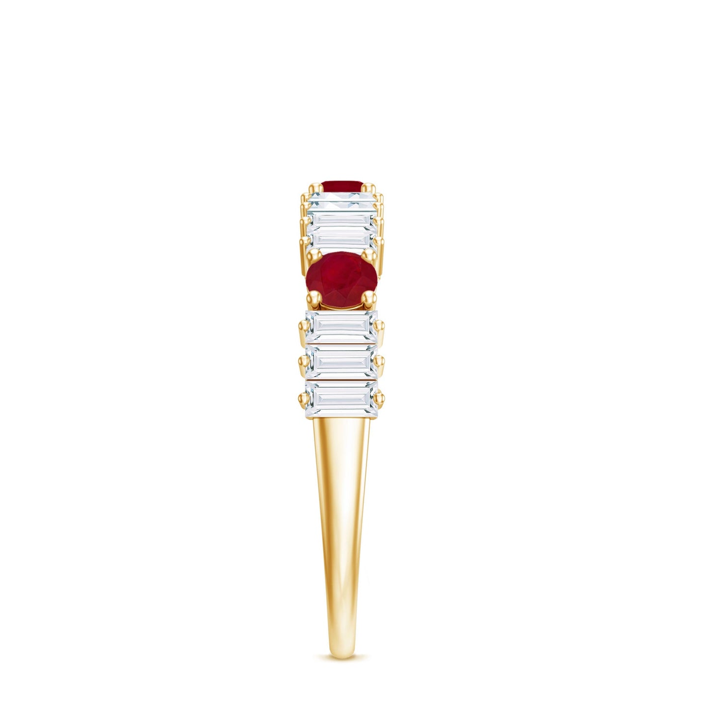 Real Ruby Diamond Half Eternity Band Ring for Women