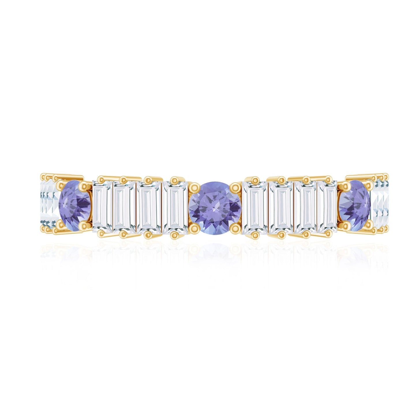 Classic Tanzanite and Diamond Half Eternity Band Ring