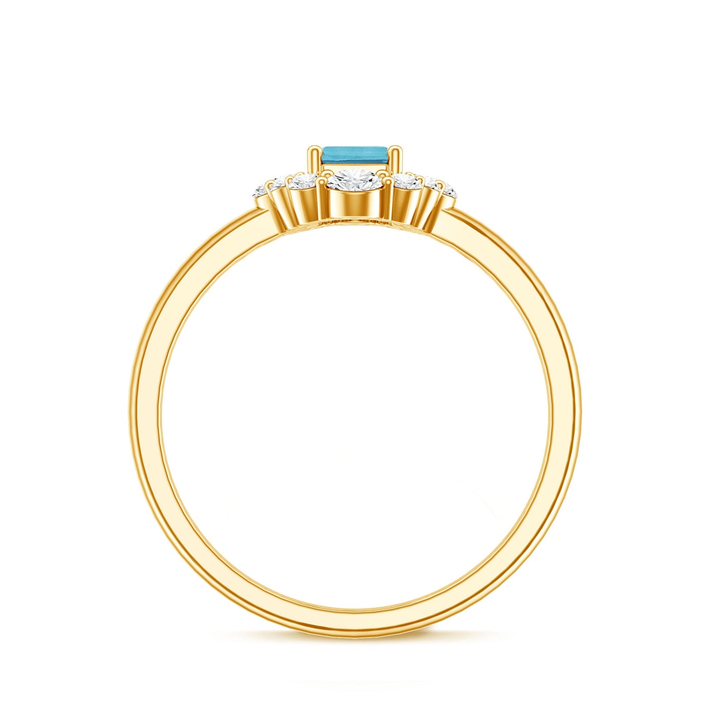 Octagon Aquamarine Engagement Ring with Diamond Halo