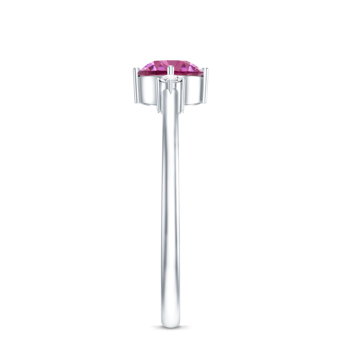 Simple Round Pink Tourmaline and Diamond Promise Ring