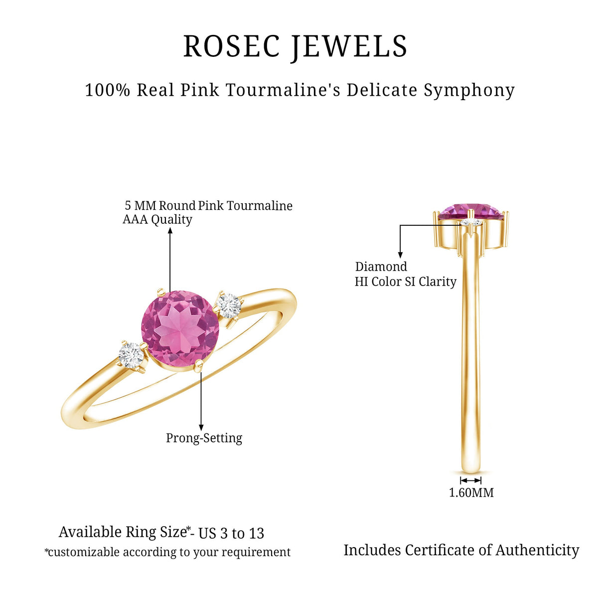 Simple Round Pink Tourmaline and Diamond Promise Ring