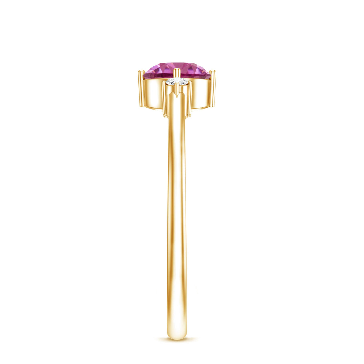 Simple Round Pink Tourmaline and Diamond Promise Ring