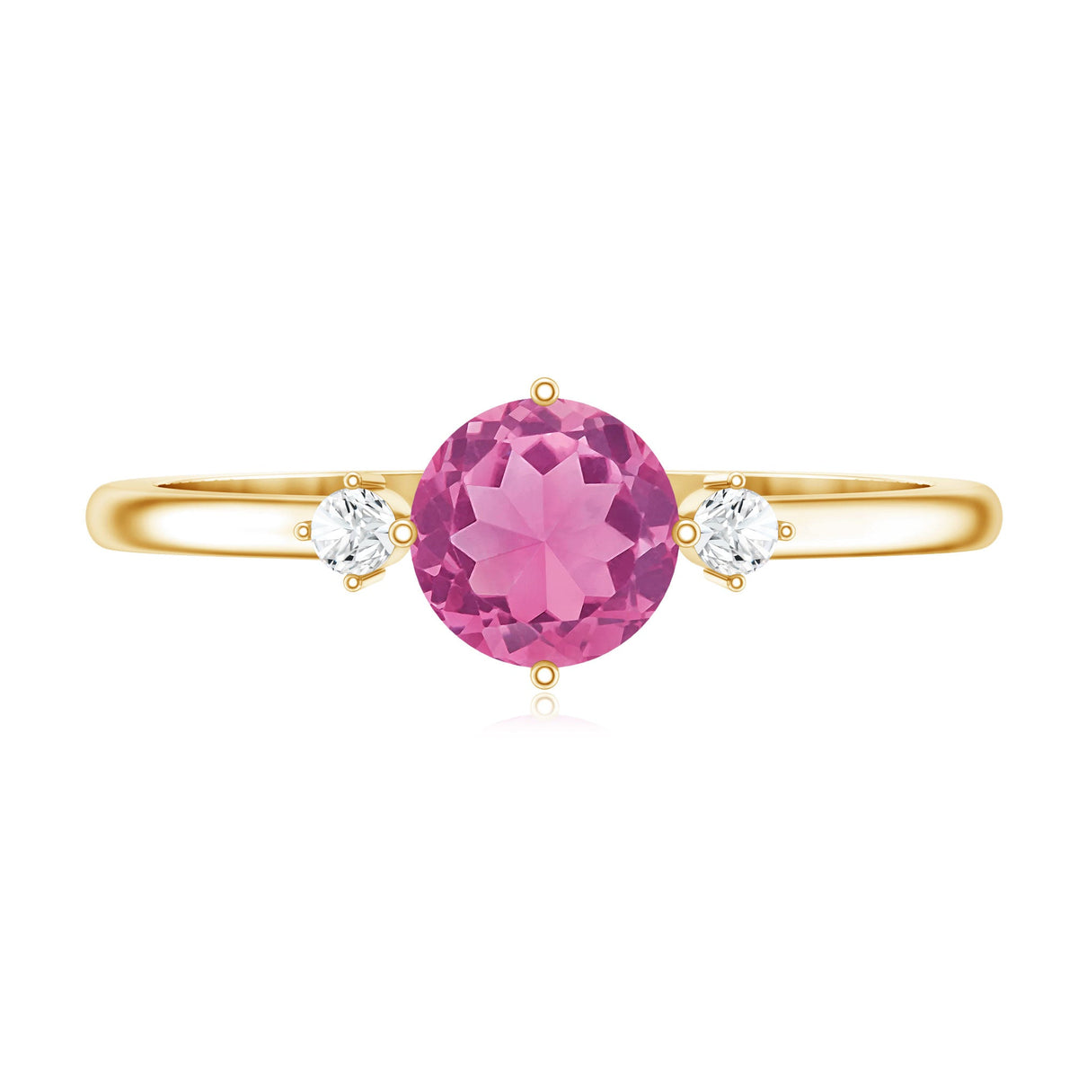 Simple Round Pink Tourmaline and Diamond Promise Ring