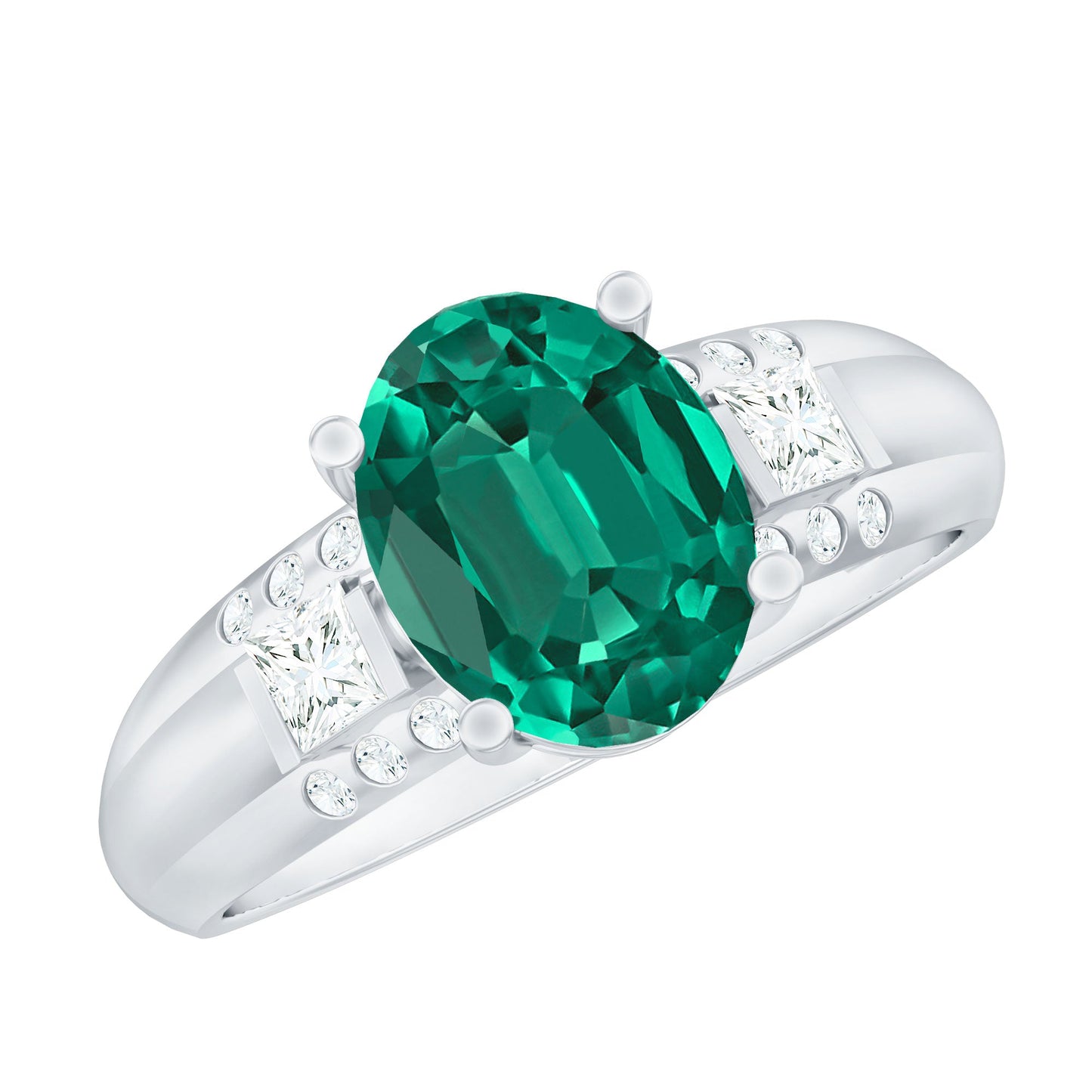 Certified 3 Carat Oval Lab Grown Emerald Diamond Statement Engagement Ring