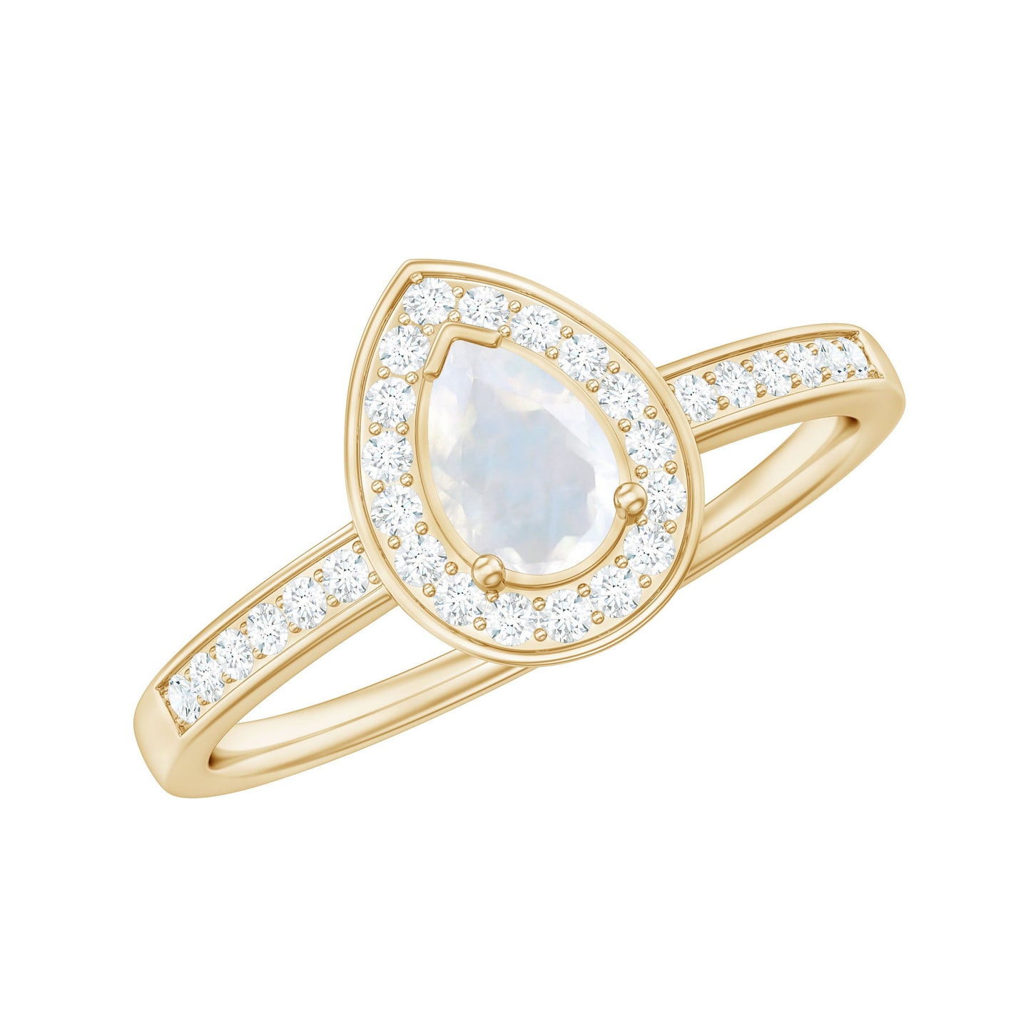 0.8 Carat Classic Moonstone and Diamond Halo Engagement Ring