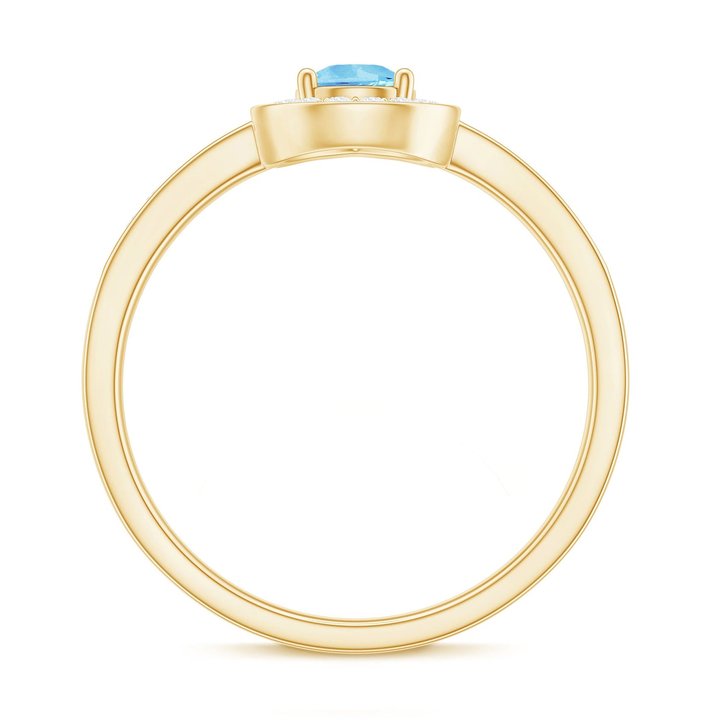 Natural Pear Shape Aquamarine Teardrop Engagement Ring with Diamond Halo