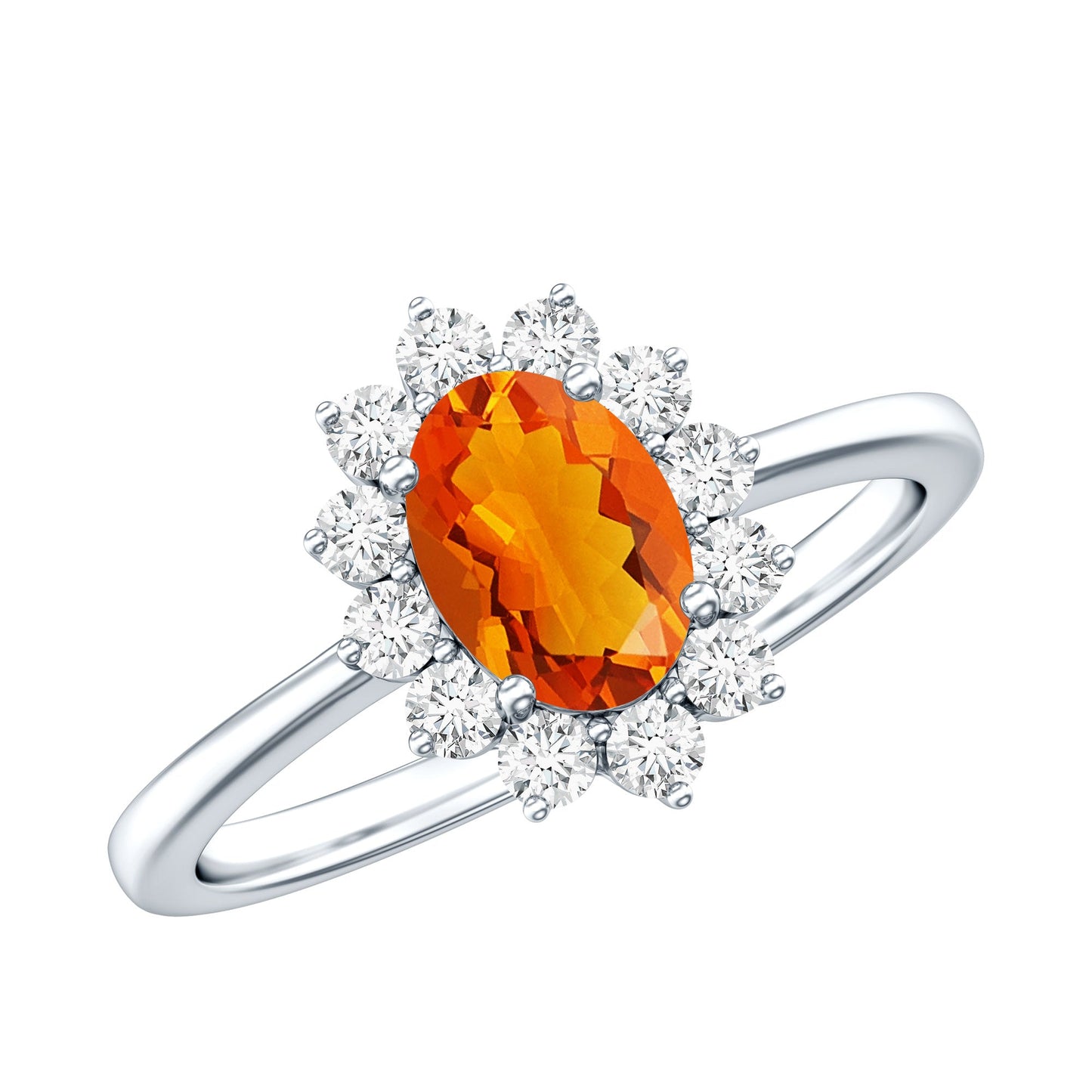 0.6 Carat Princess Diana Inspired Fire Opal and Diamond Engagement Ring