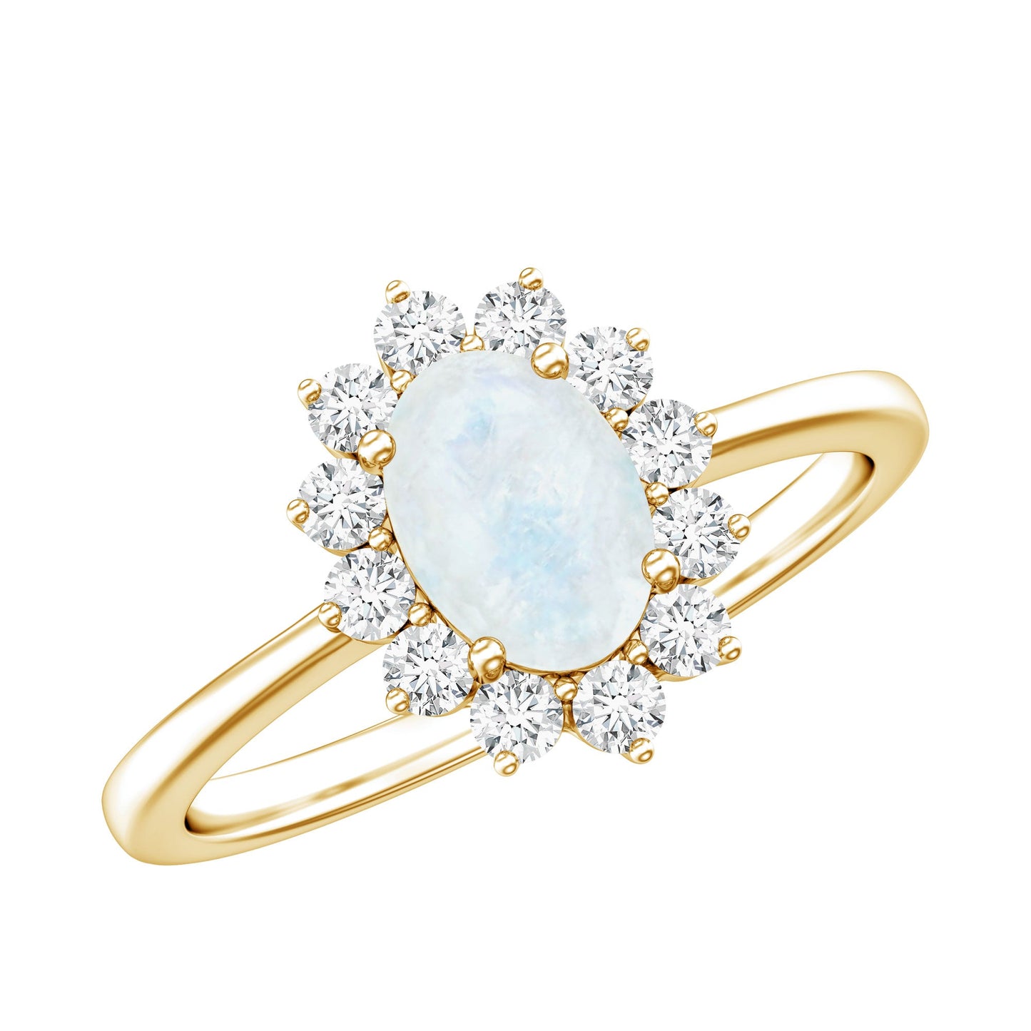 Princess Diana Inspired Moonstone Engagement Ring Diamond Halo