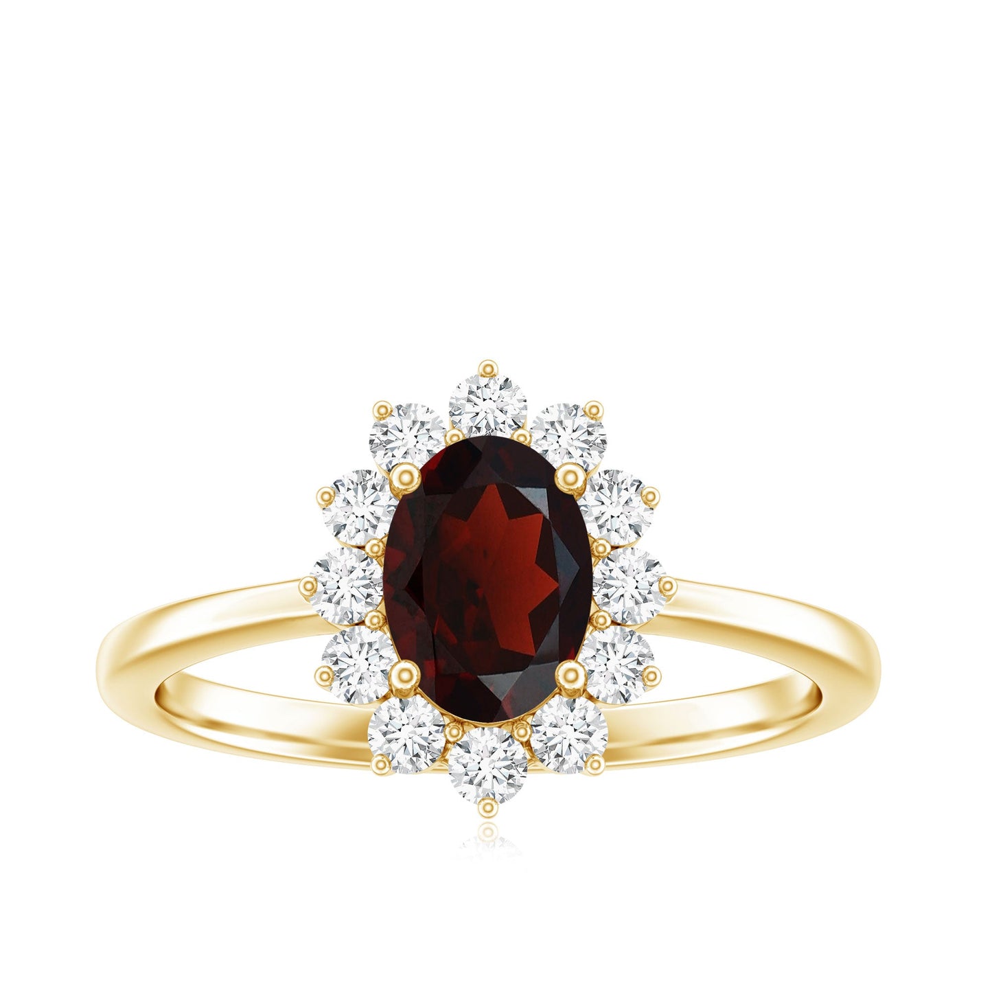 Natural 1.5 Carat Garnet Oblong Engagement Ring with Diamond Halo