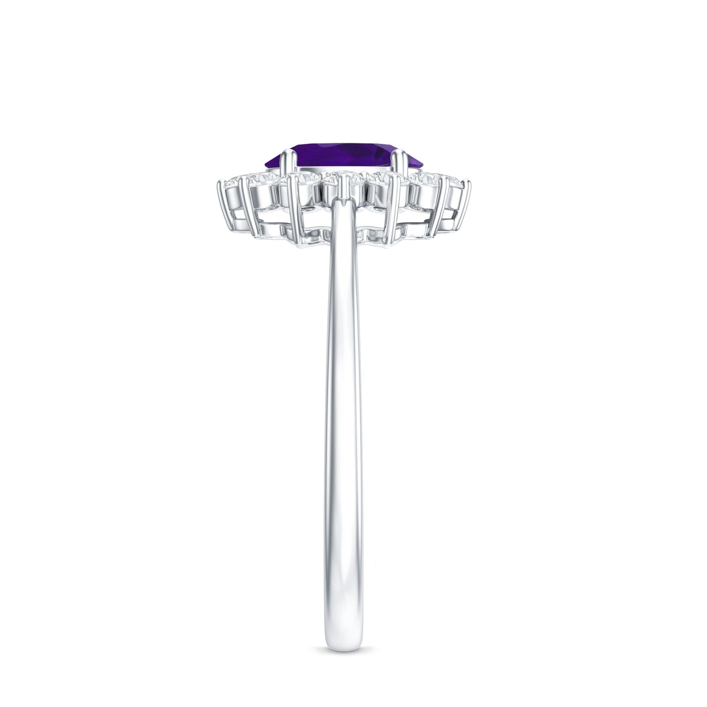 1 Carat Princess Diana Inspired Amethyst Engagement Ring Diamond Halo