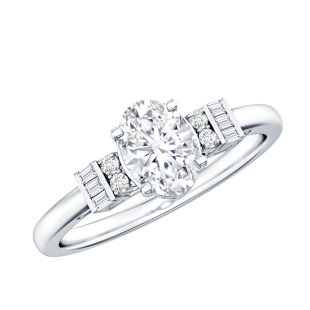 Oval Shaped Moissanite Engagement Ring with Certificate