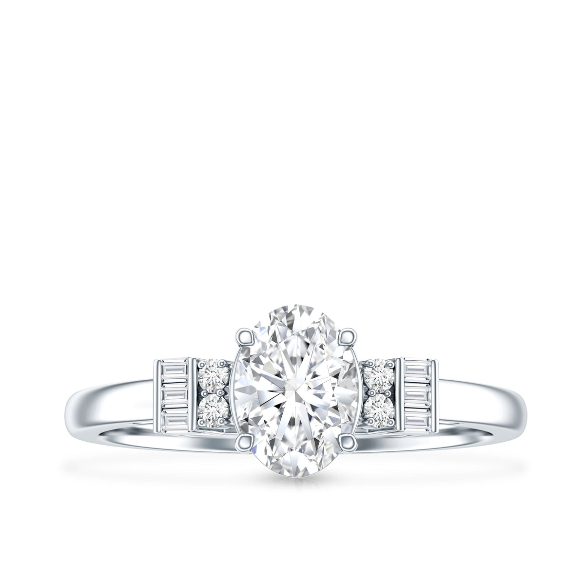 Oval Shaped Moissanite Engagement Ring with Certificate