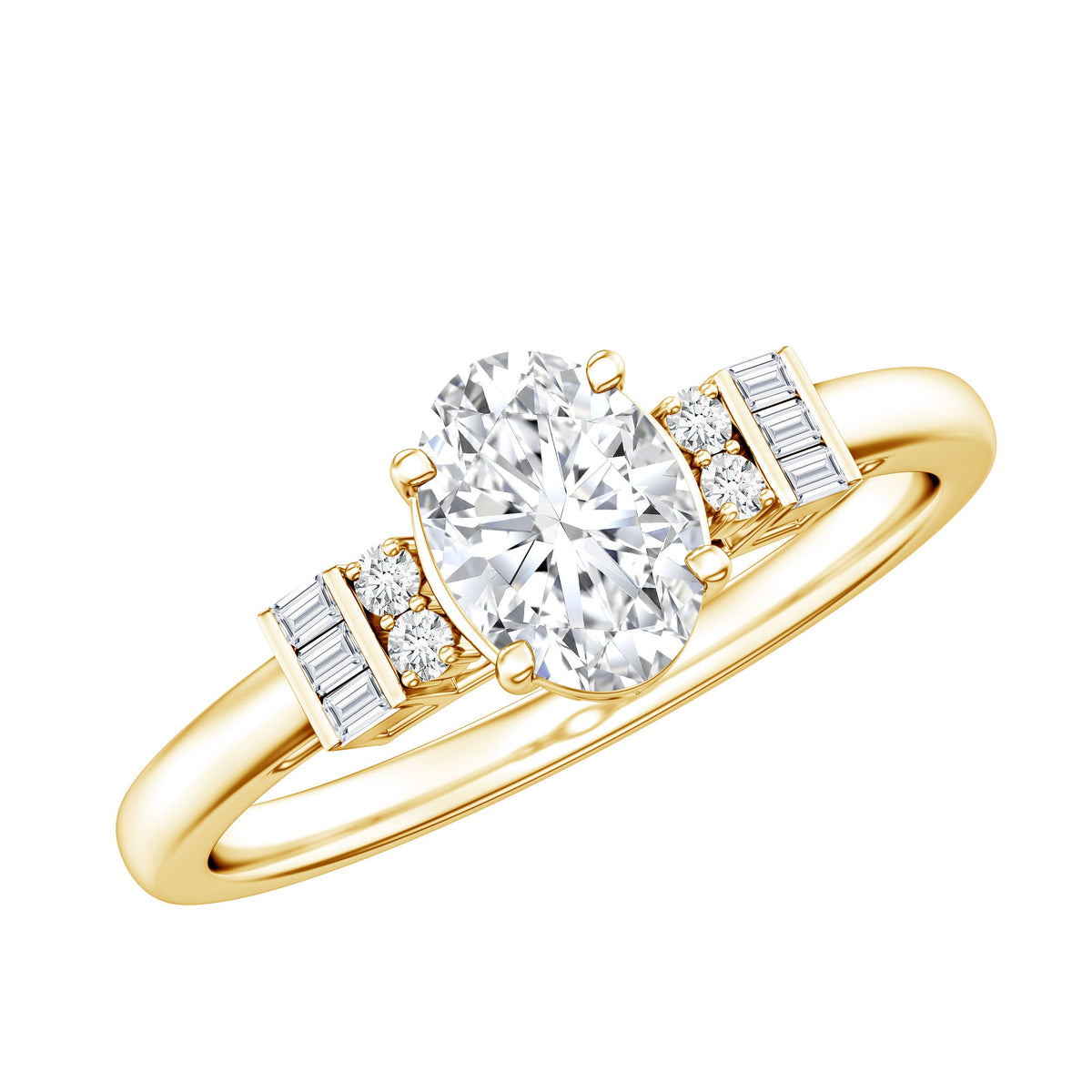 Oval Shaped Moissanite Engagement Ring with Certificate