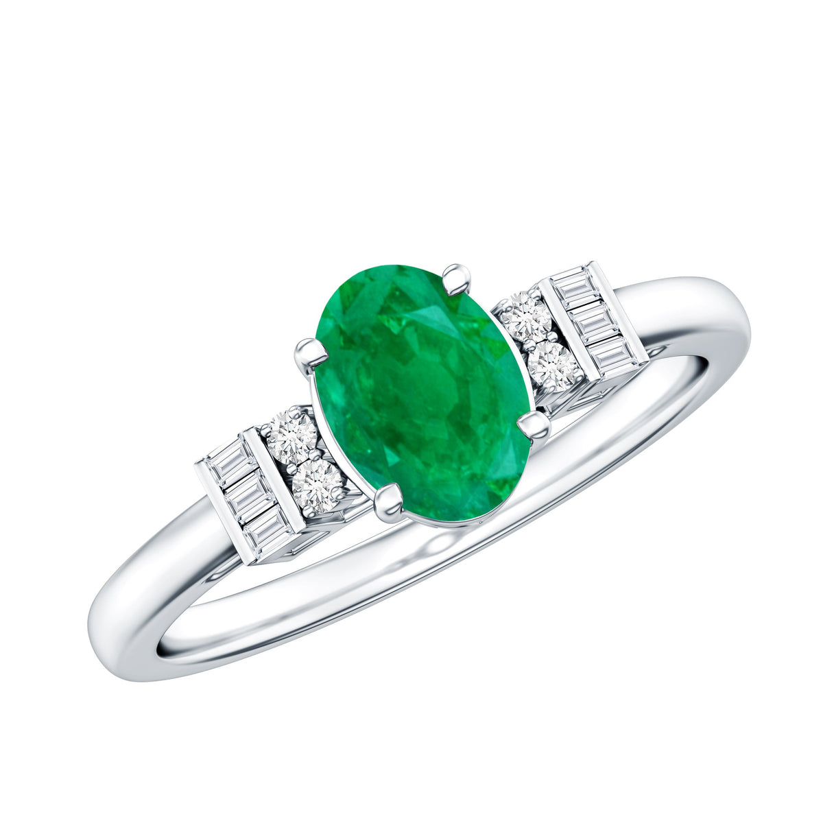 Natural Emerald and Diamond Engagement Ring for Her