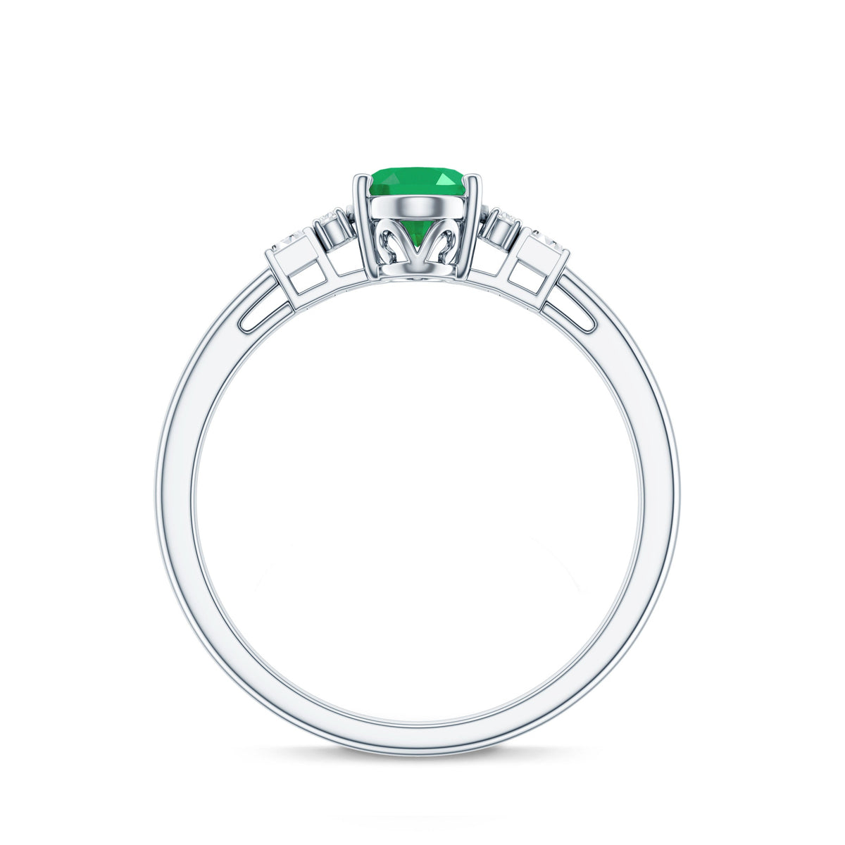 Natural Emerald and Diamond Engagement Ring for Her