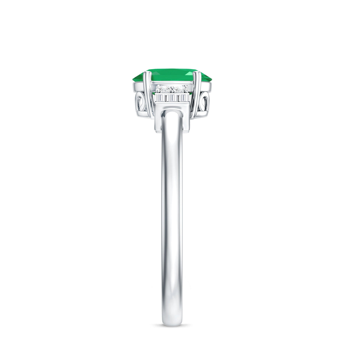 Natural Emerald and Diamond Engagement Ring for Her