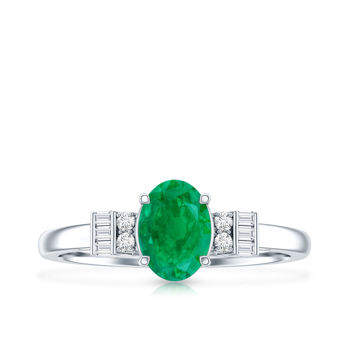 Natural Emerald and Diamond Engagement Ring for Her
