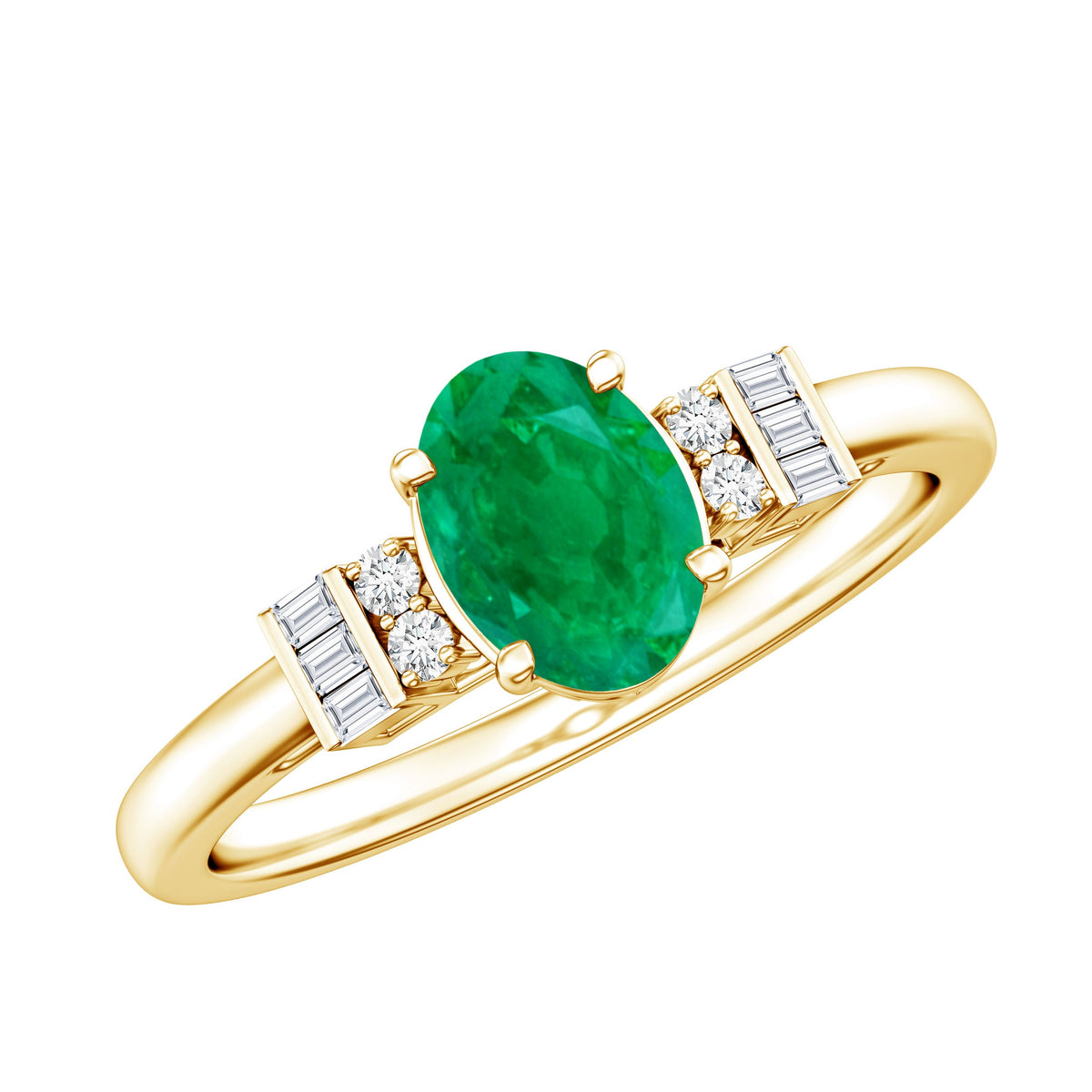 Natural Emerald and Diamond Engagement Ring for Her