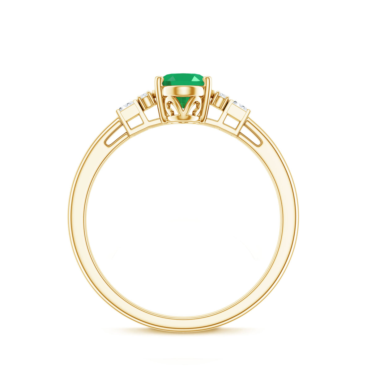 Natural Emerald and Diamond Engagement Ring for Her