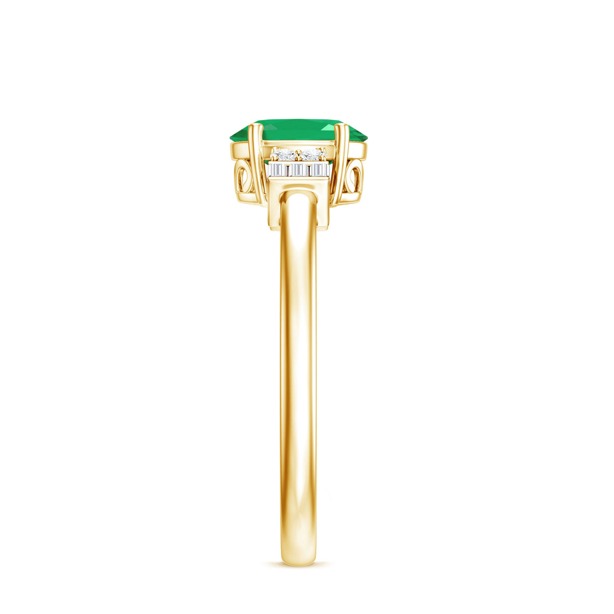 Natural Emerald and Diamond Engagement Ring for Her