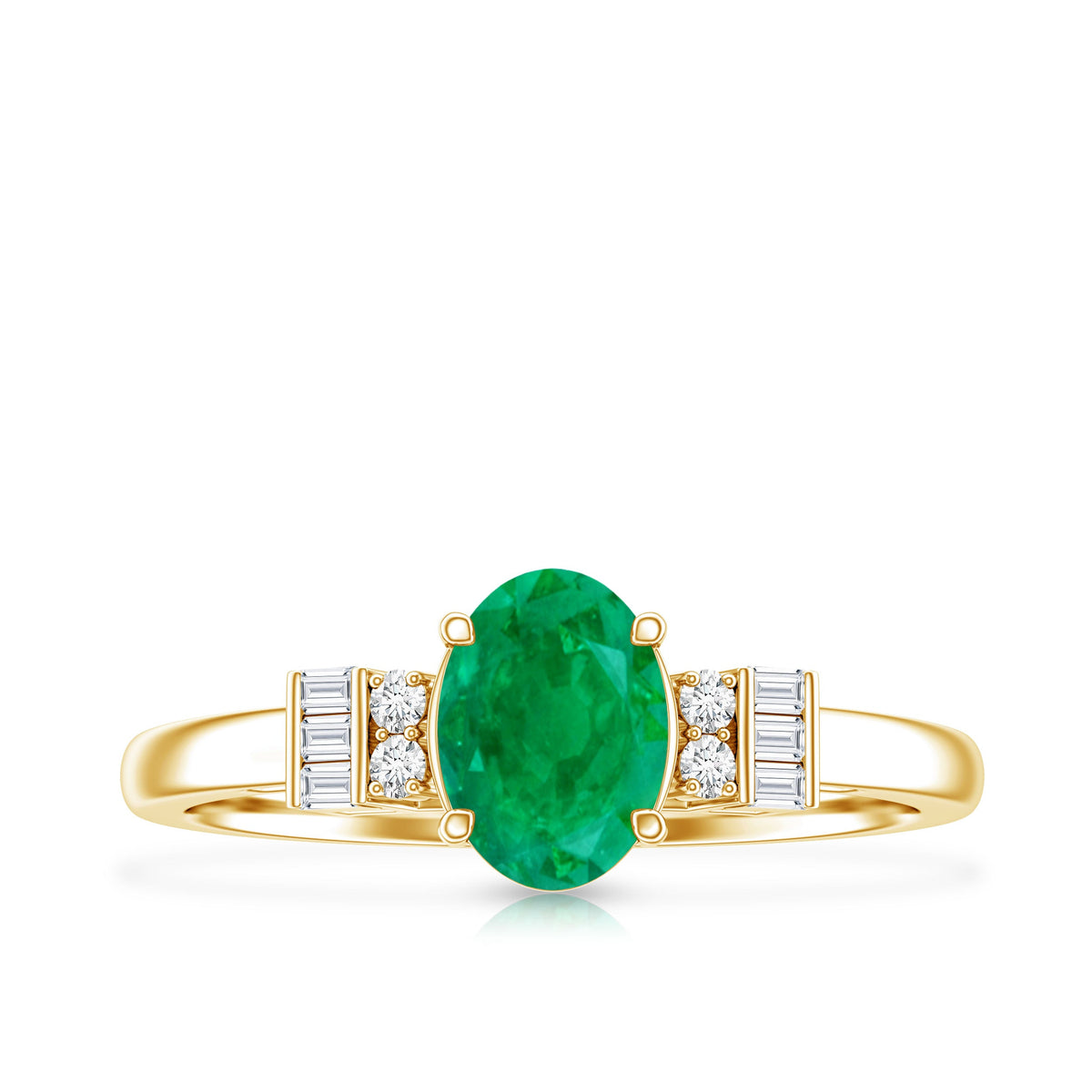 Natural Emerald and Diamond Engagement Ring for Her