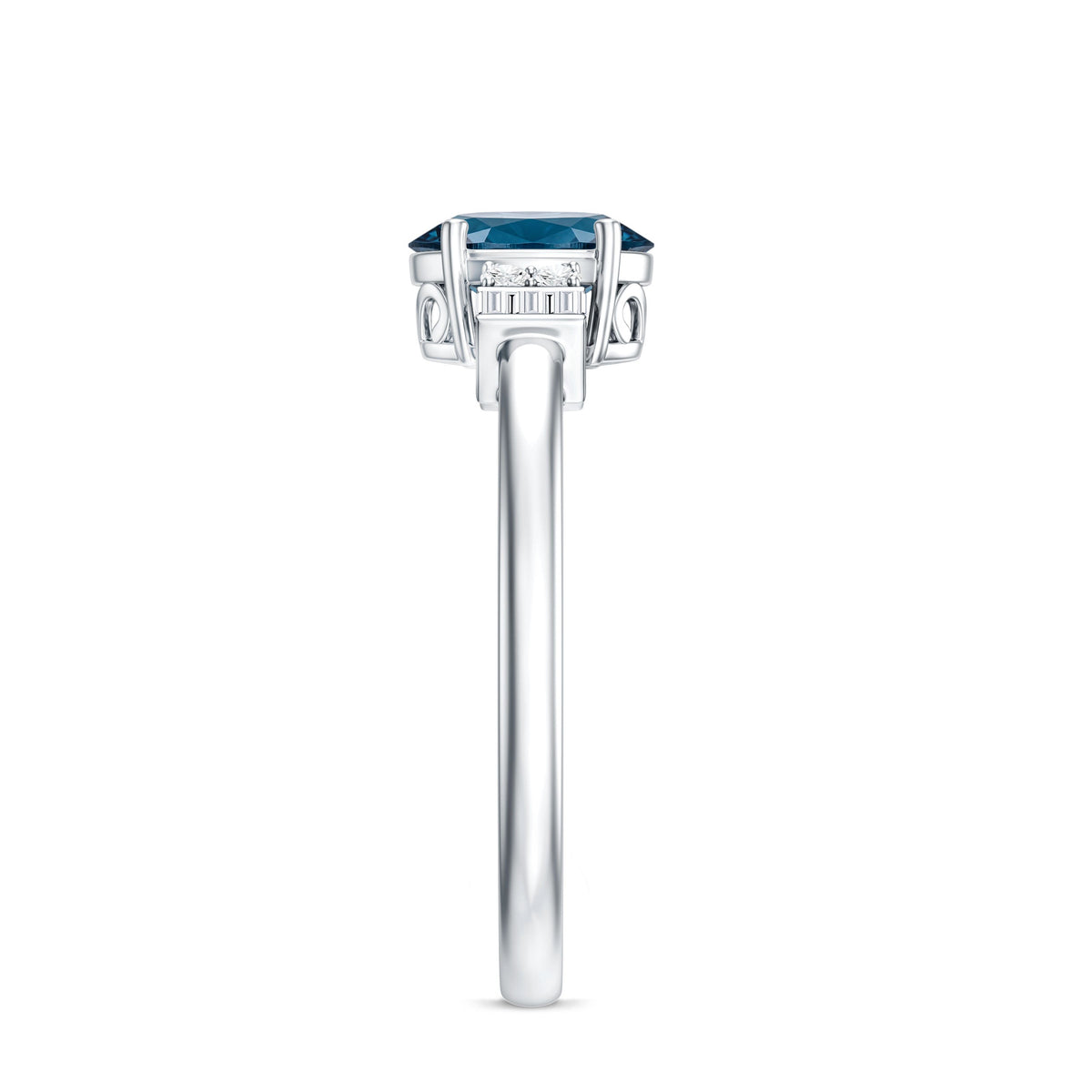 Oval Shaped London Blue Topaz Engagement Ring with Certificate