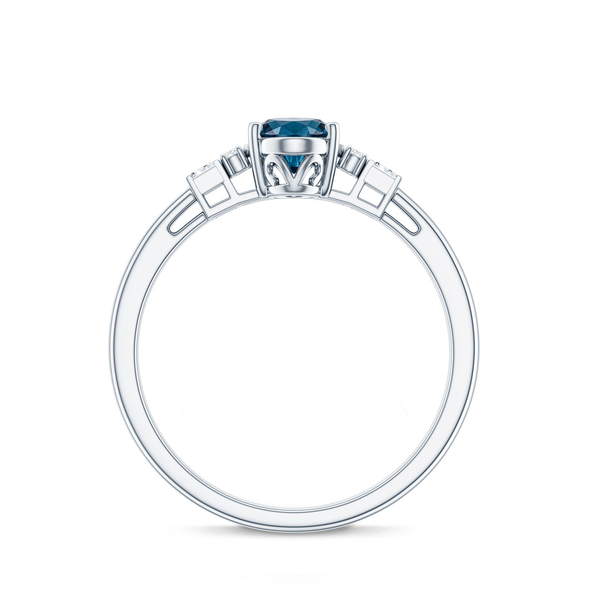 Oval Shaped London Blue Topaz Engagement Ring with Certificate