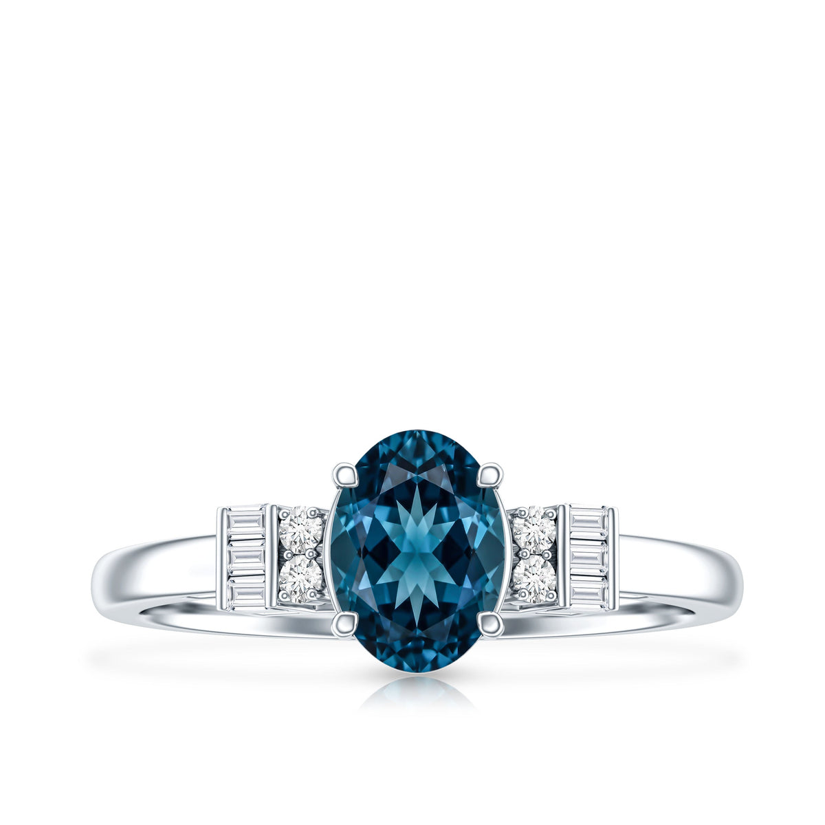 Oval Shaped London Blue Topaz Engagement Ring with Certificate