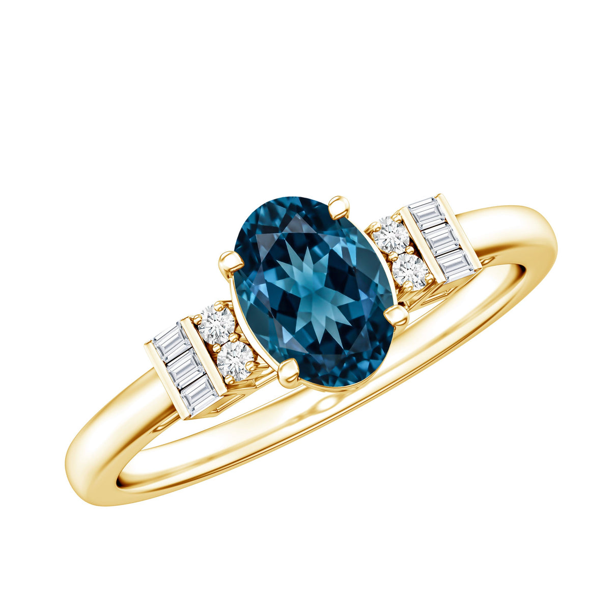 Oval Shaped London Blue Topaz Engagement Ring with Certificate