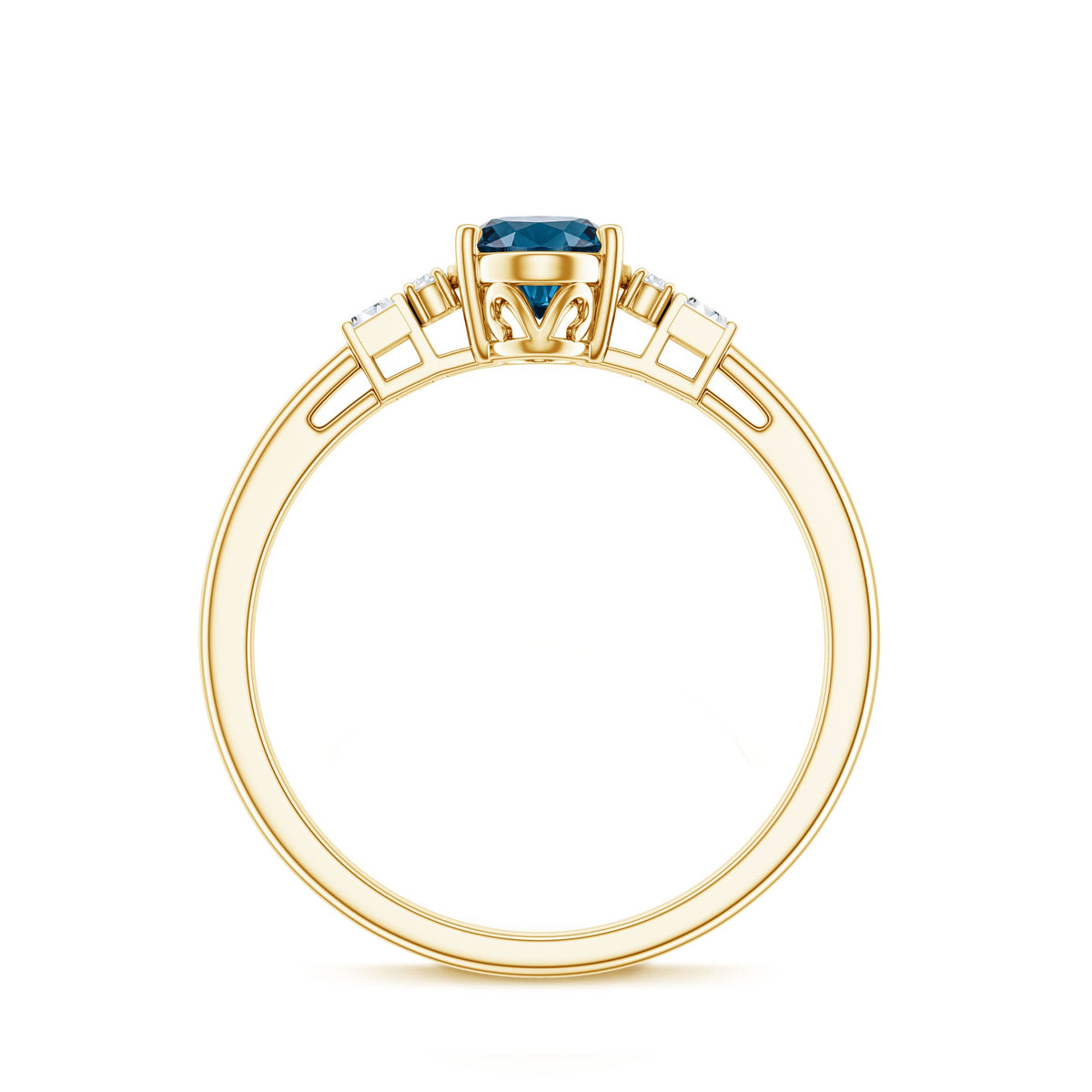 Oval Shaped London Blue Topaz Engagement Ring with Certificate