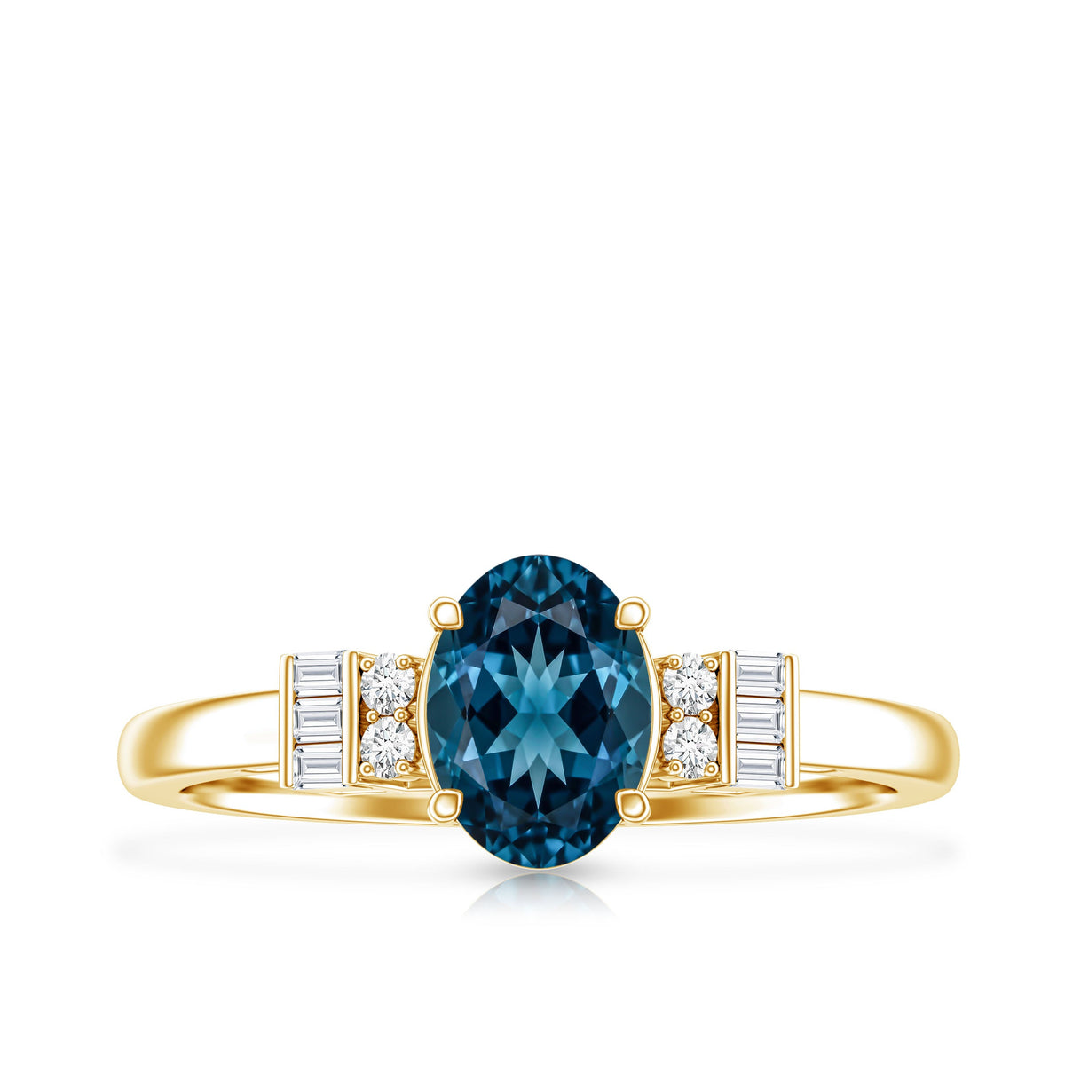 Oval Shaped London Blue Topaz Engagement Ring with Certificate